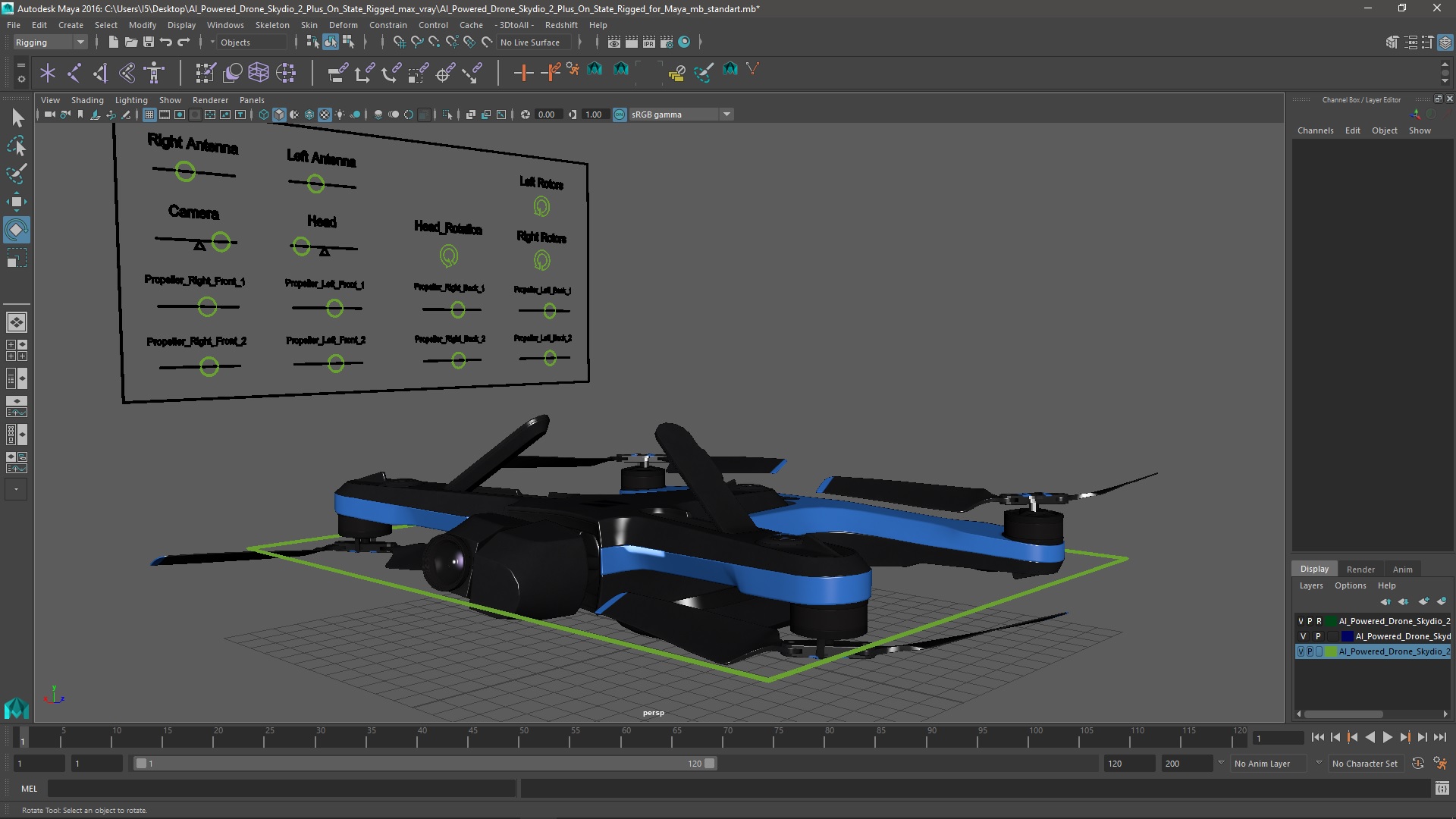 3D model AI Powered Drone Skydio 2 Plus On State Rigged for Maya