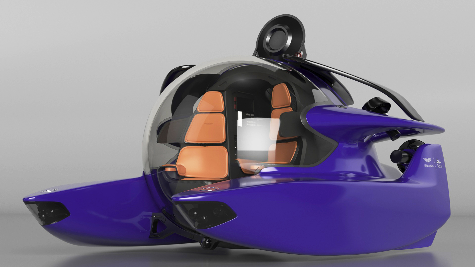 3D model Aston Martin Luxurious Personal Submarine Rigged Purple