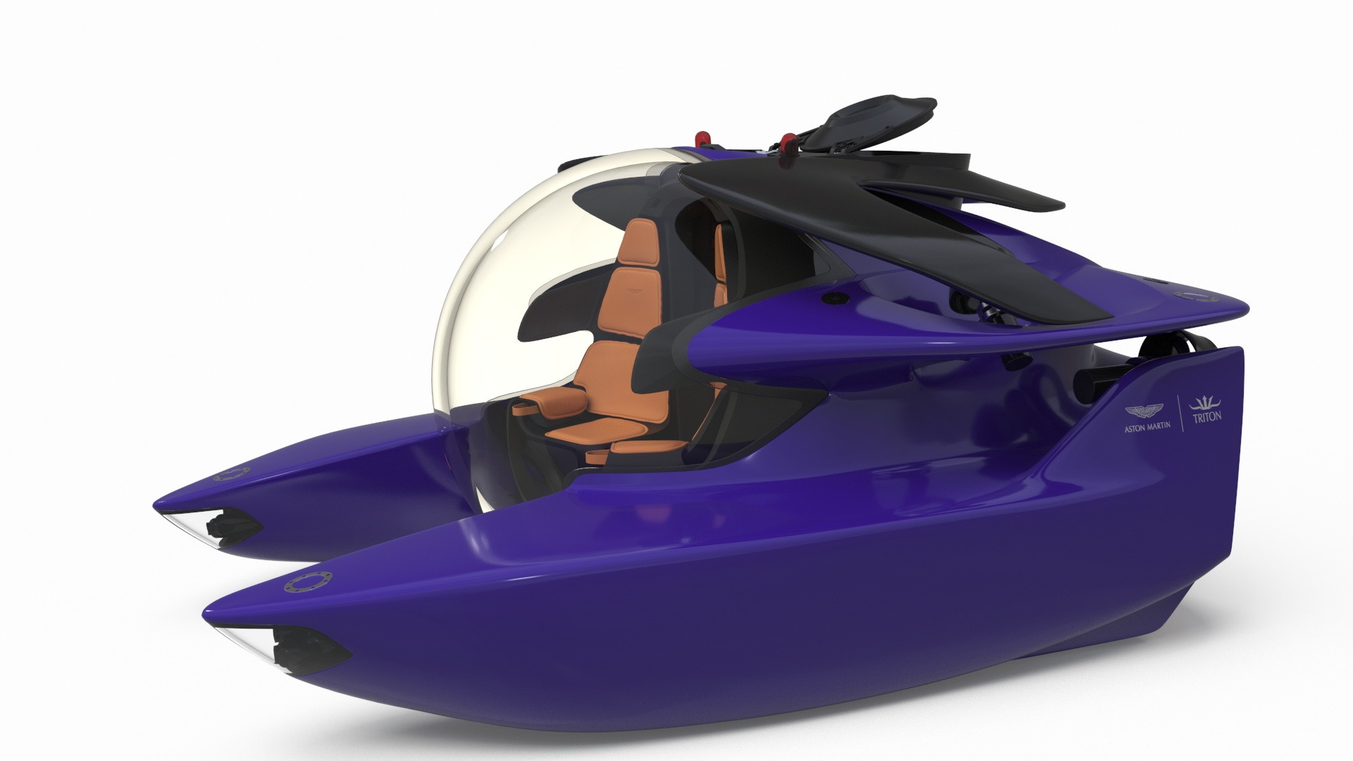 3D model Aston Martin Luxurious Personal Submarine Rigged Purple