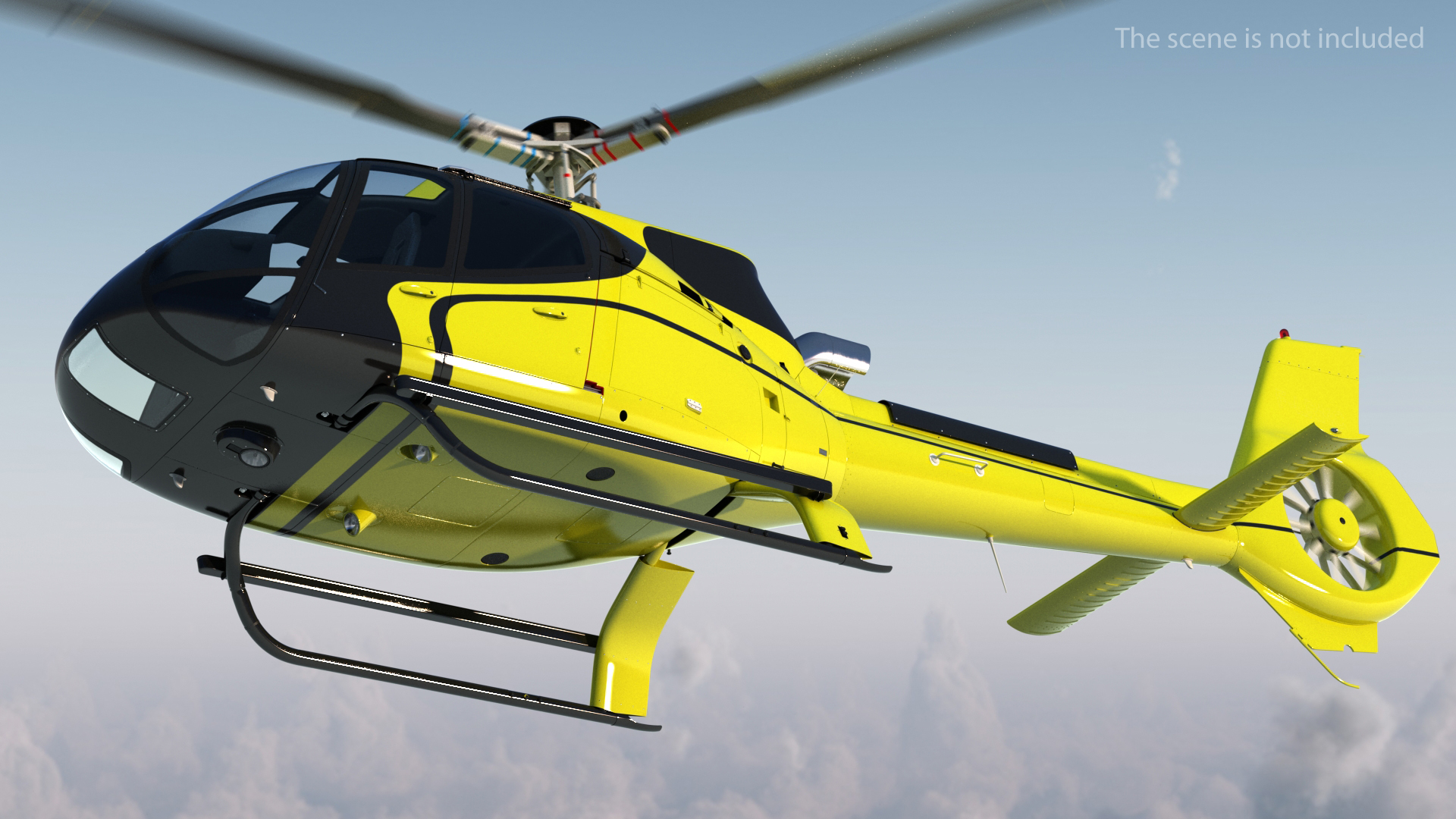 Light Civil Helicopter Rigged 3D model