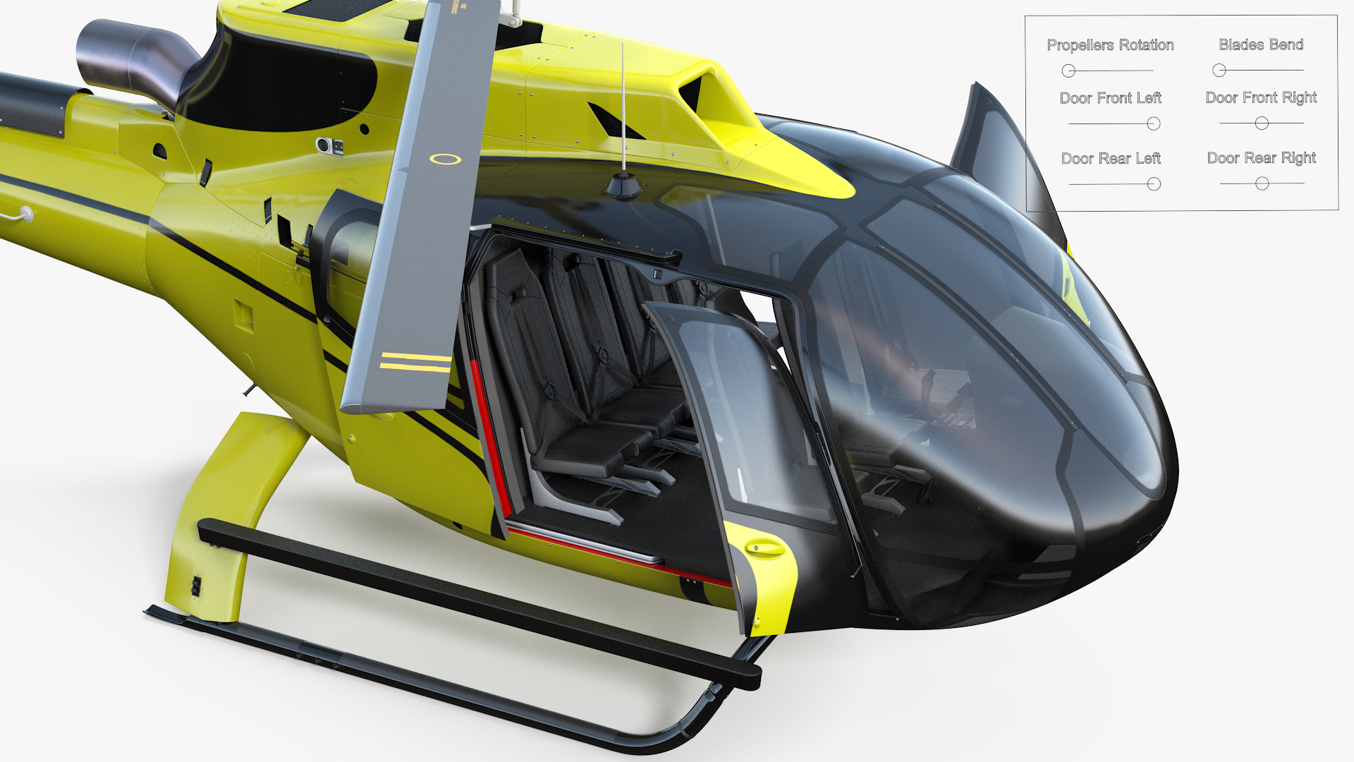 Light Civil Helicopter Rigged 3D model