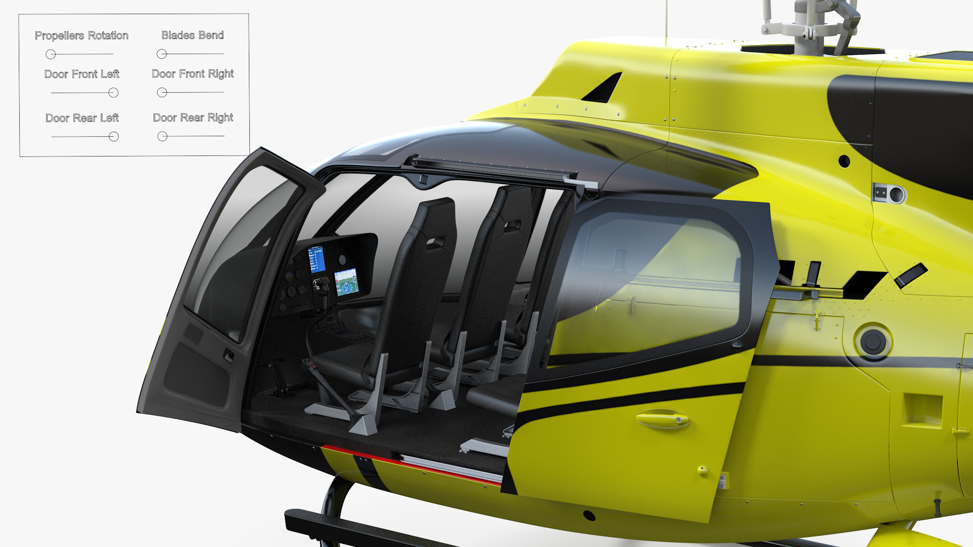 Light Civil Helicopter Rigged 3D model