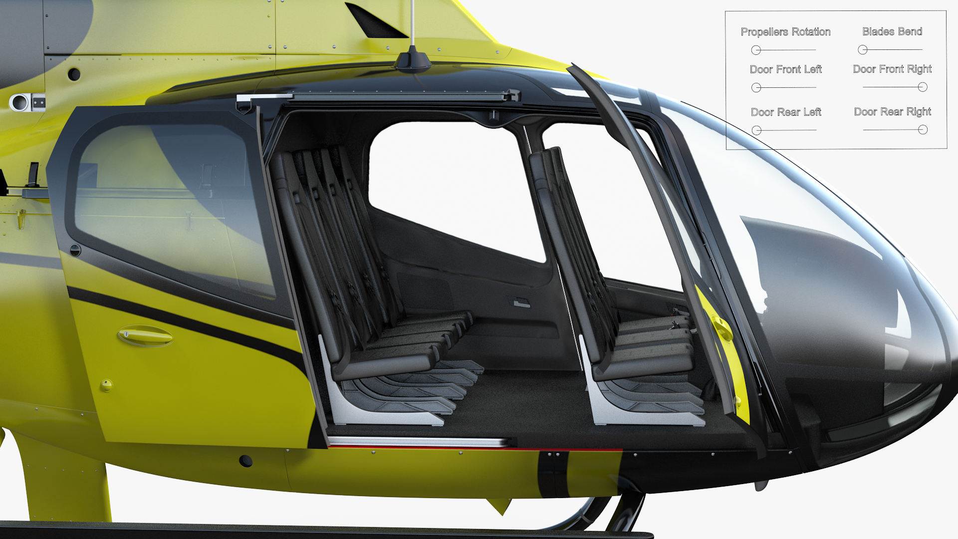 Light Civil Helicopter Rigged 3D model