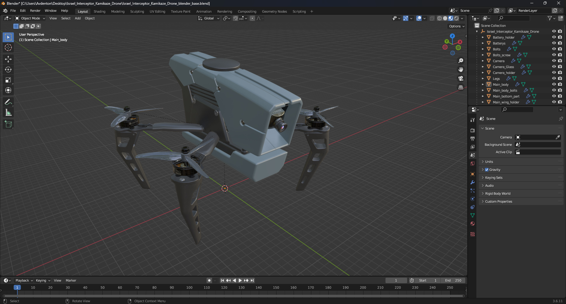 3D Israel Interceptor Kamikaze Drone model