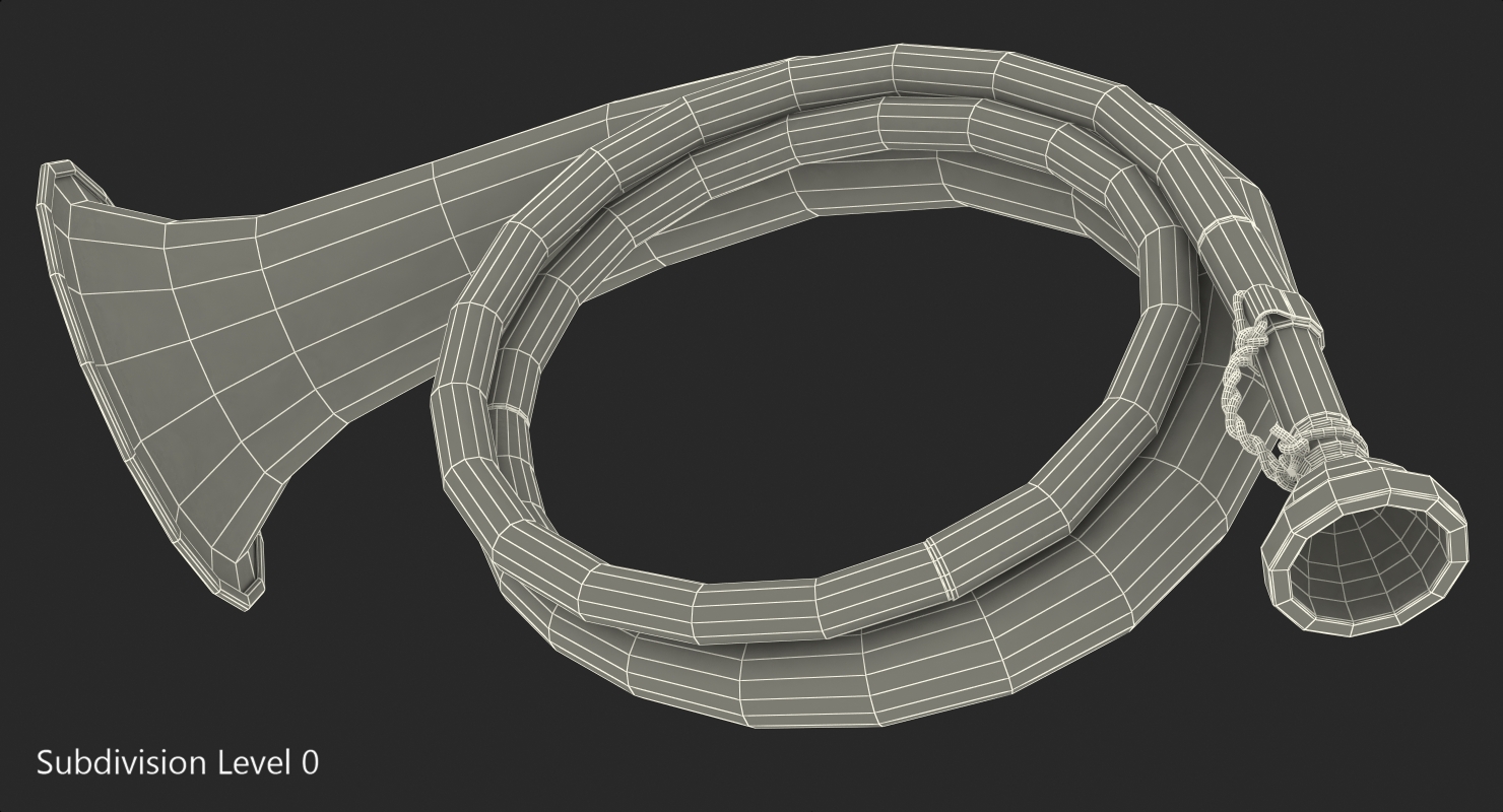 Old Hunting Horn Brass 3D