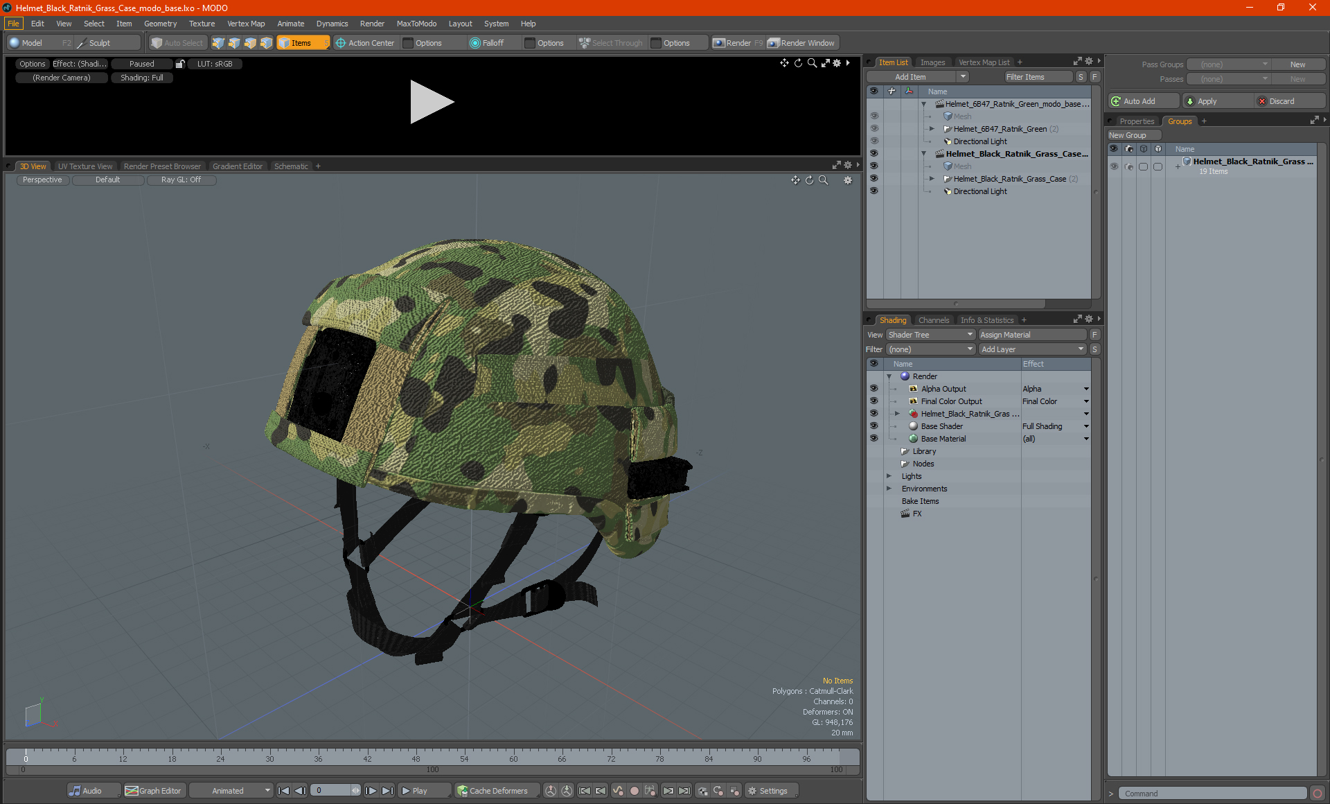 3D model Helmet Black Ratnik Grass Case