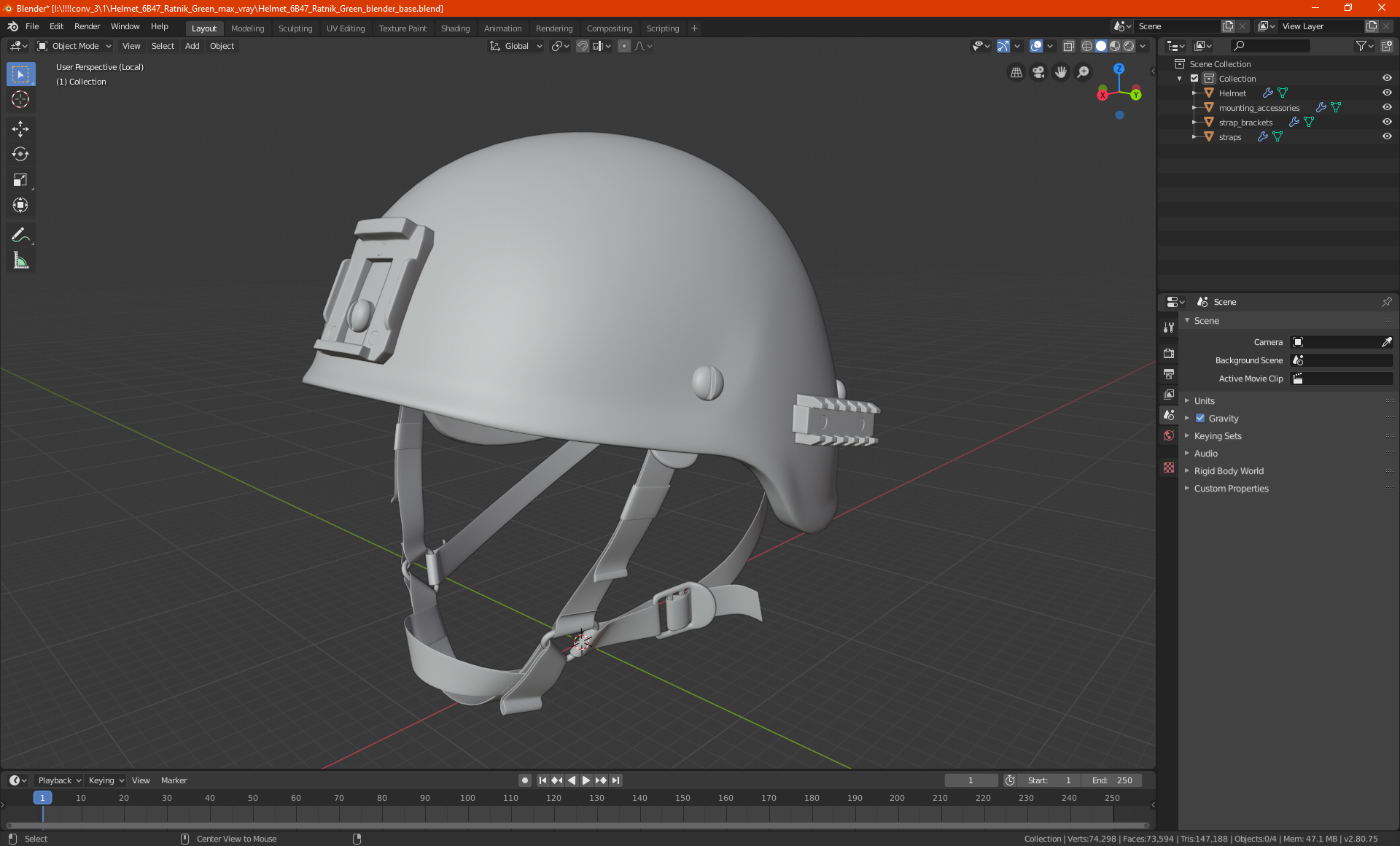 3D model Helmet Black Ratnik Grass Case