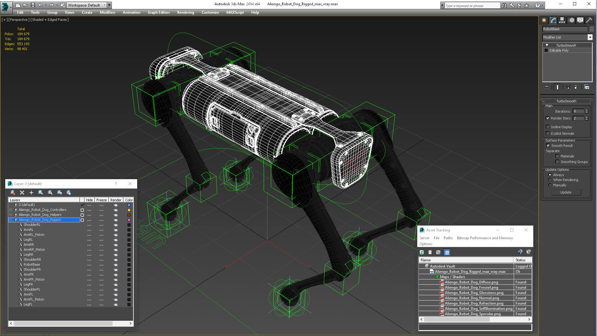 Aliengo Robot Dog Rigged 3D model