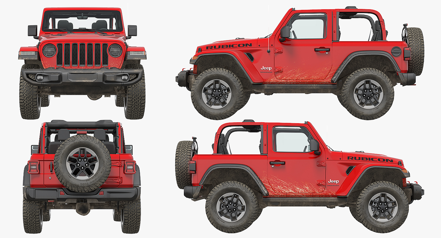 3D JEEP Wrangler JK Rubicon Sport Dirty Rigged model
