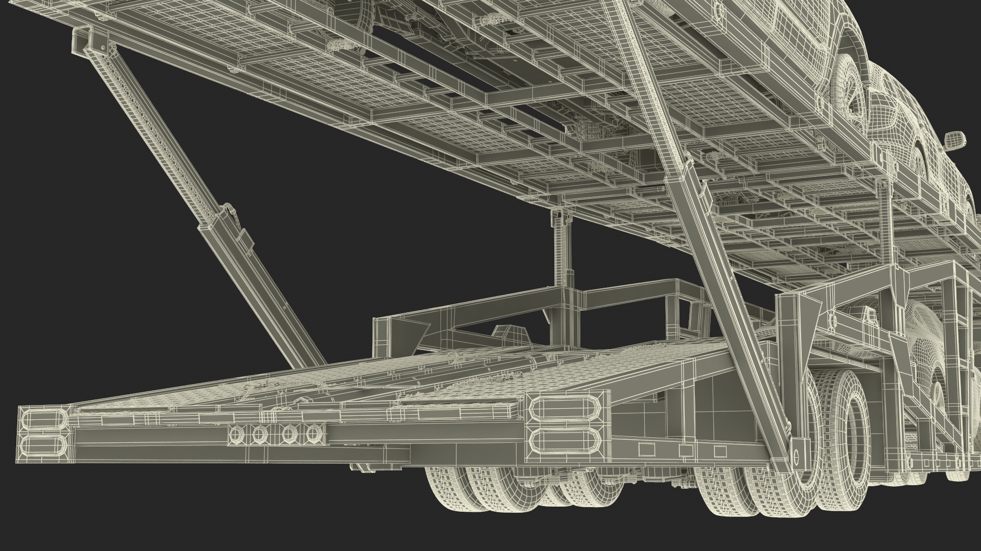 3D Freightliner Truck with Car Carried Loaded Vehicles