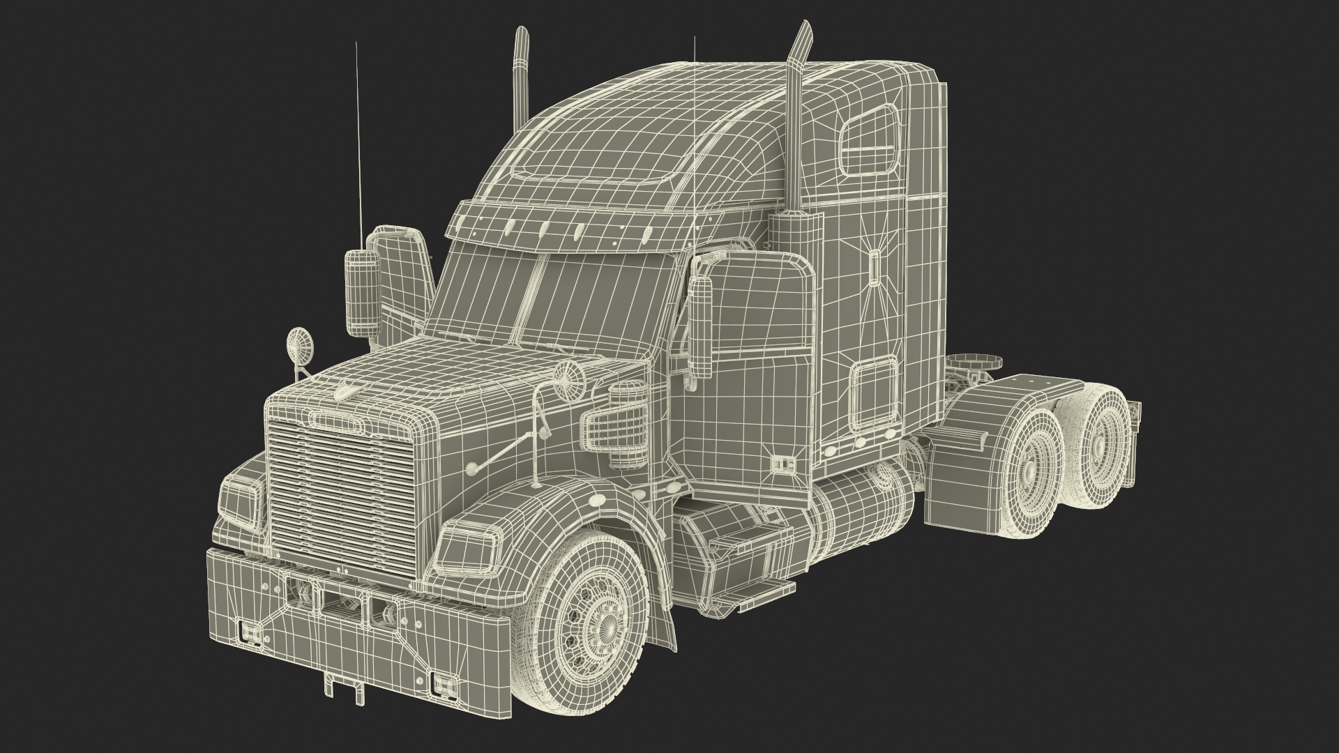 3D Freightliner Truck with Car Carried Loaded Vehicles