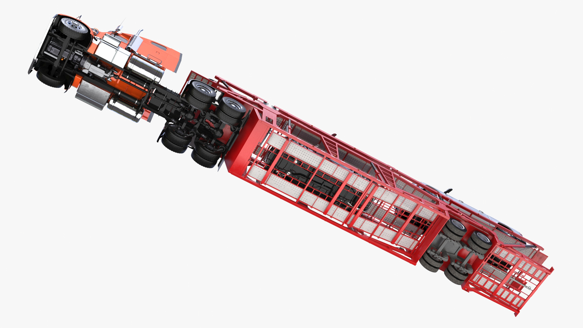 3D Freightliner Truck with Car Carried Loaded Vehicles