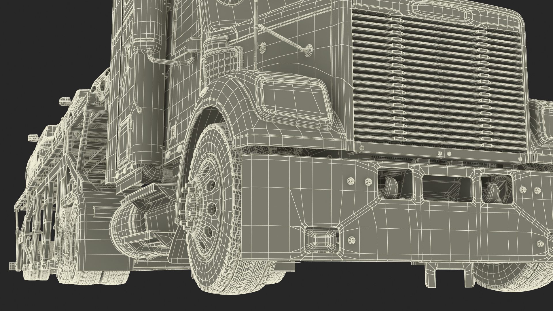 3D Freightliner Truck with Car Carried Loaded Vehicles