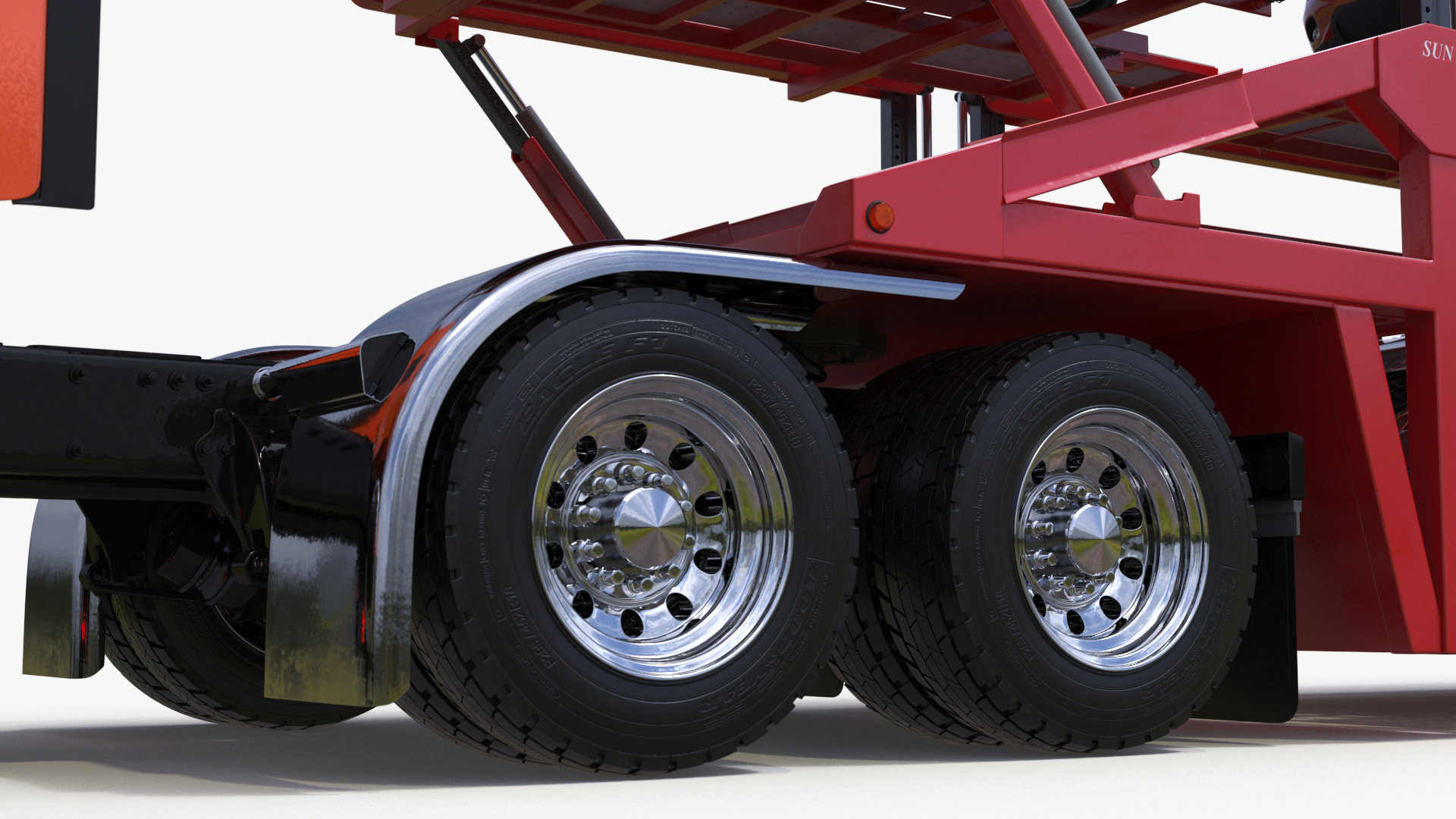 3D Freightliner Truck with Car Carried Loaded Vehicles