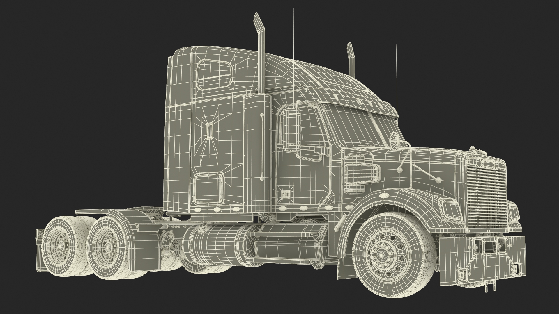 3D Freightliner Truck with Car Carried Loaded Vehicles