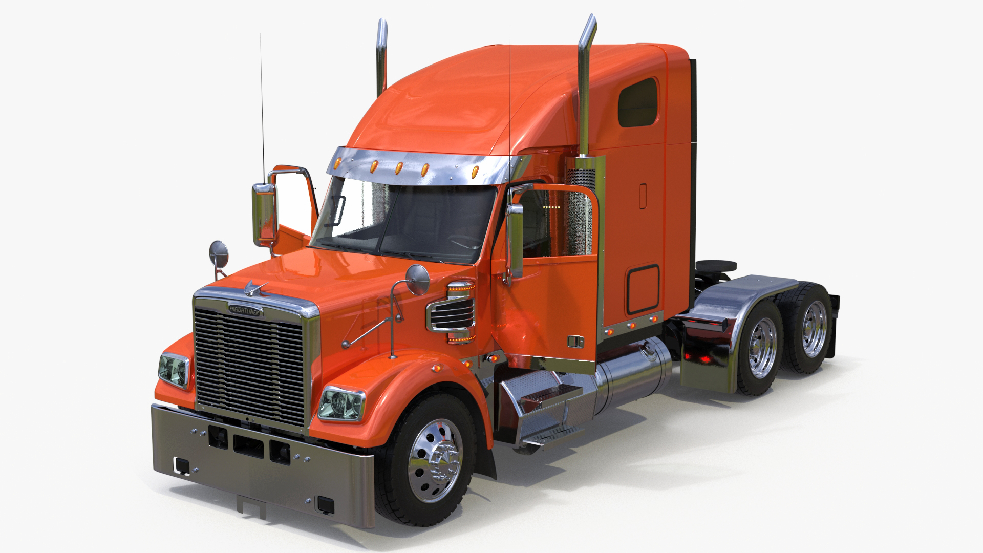 3D Freightliner Truck with Car Carried Loaded Vehicles