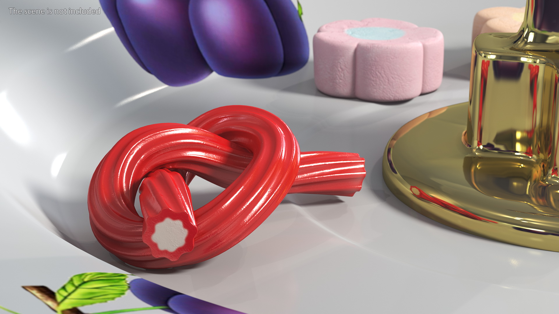 3D model Licorice Twisted Rope Candy Tied in Knot