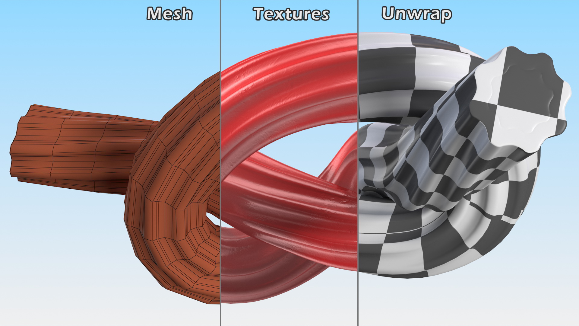3D model Licorice Twisted Rope Candy Tied in Knot