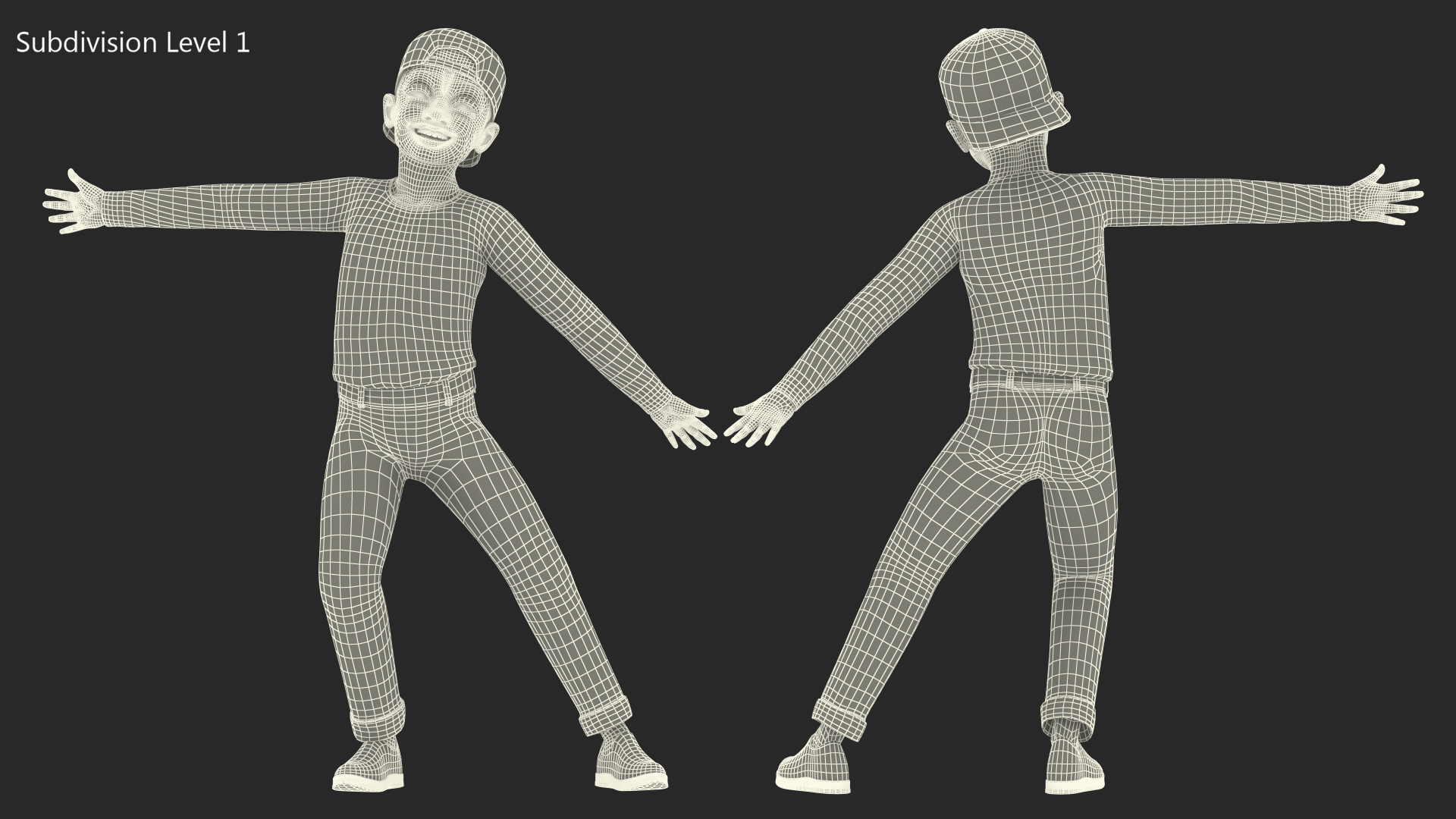 3D Black Child Boy Street Style Pose model