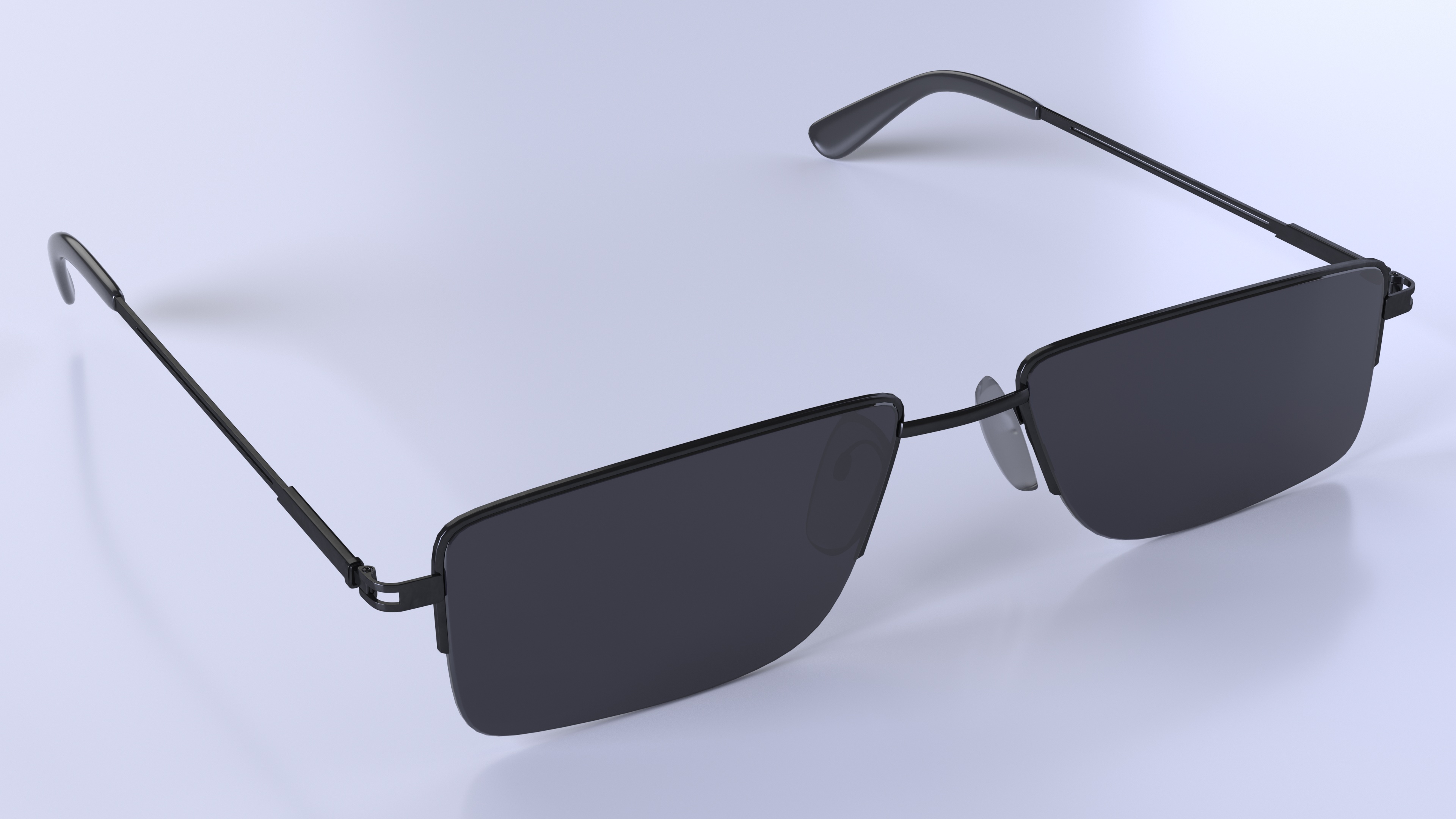 3D Rectangular Glasses with Dark Lenses