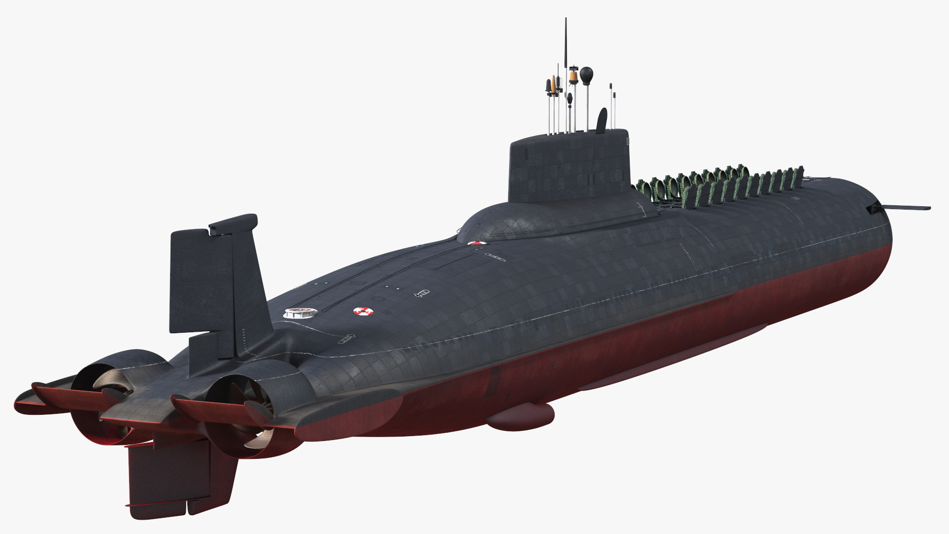 3D Akula Project 941 Typhoon Class Ballistic Missile Submarine Rigged