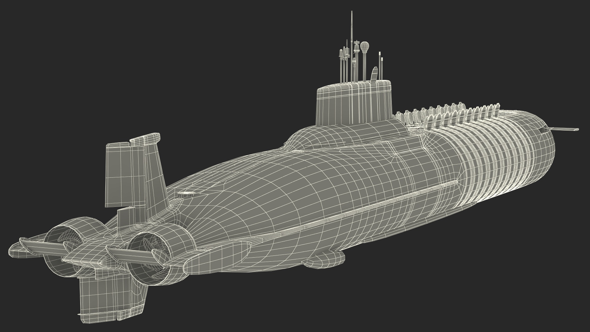 3D Akula Project 941 Typhoon Class Ballistic Missile Submarine Rigged