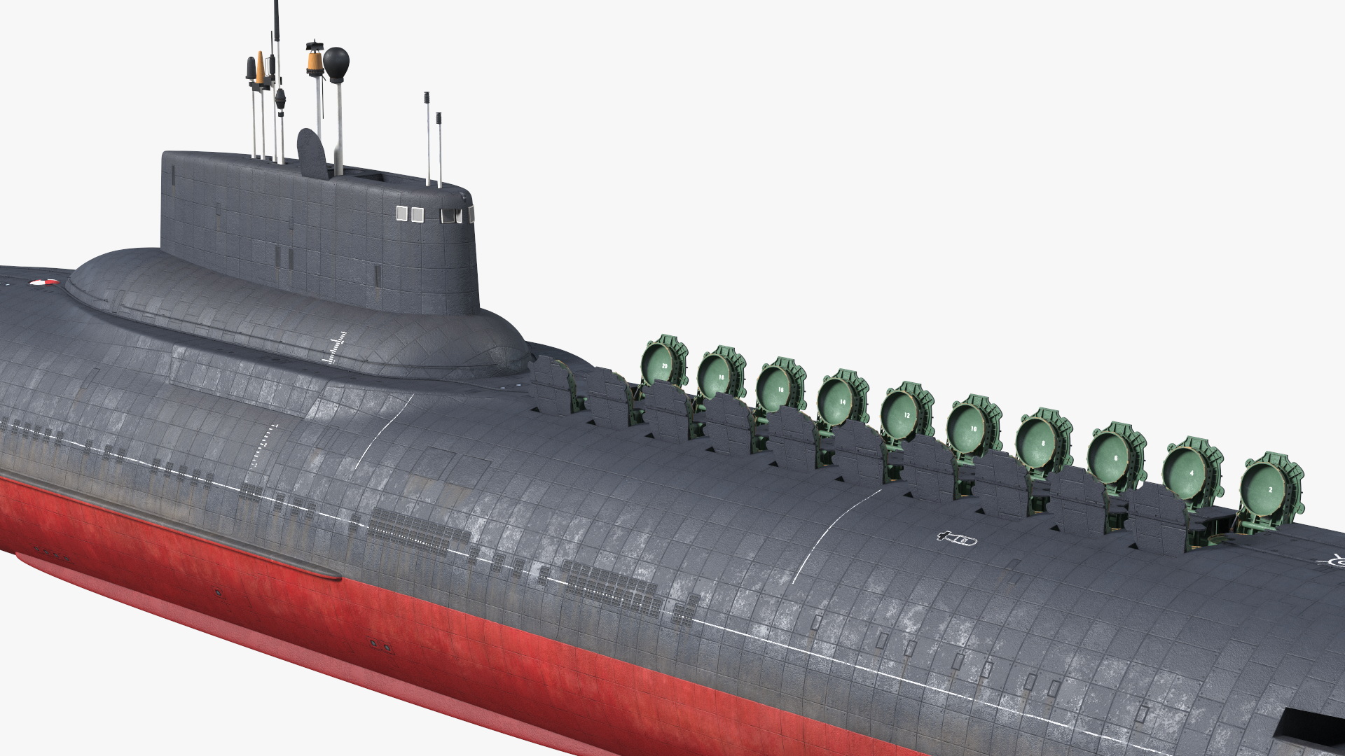 3D Akula Project 941 Typhoon Class Ballistic Missile Submarine Rigged