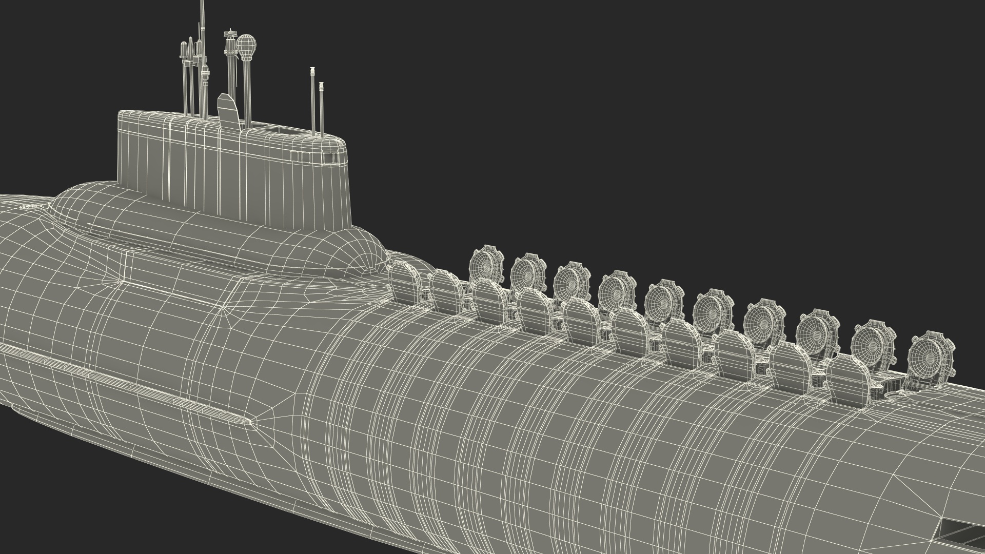 3D Akula Project 941 Typhoon Class Ballistic Missile Submarine Rigged