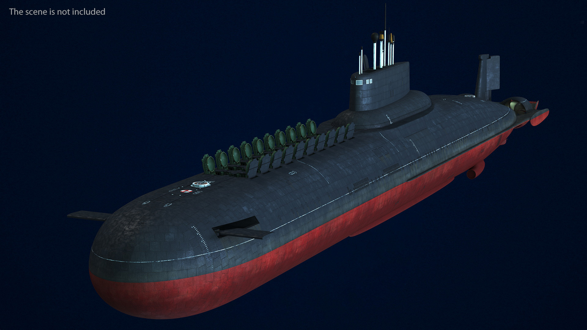 3D Akula Project 941 Typhoon Class Ballistic Missile Submarine Rigged
