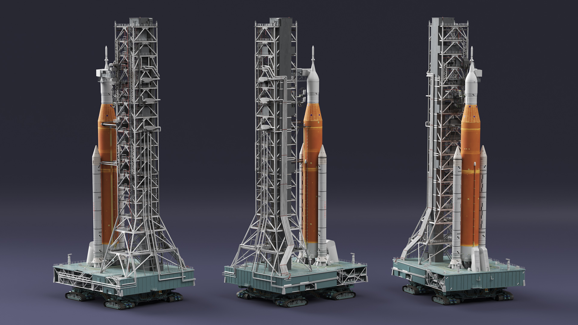 3D Launch Missile System with Crawler Transporter