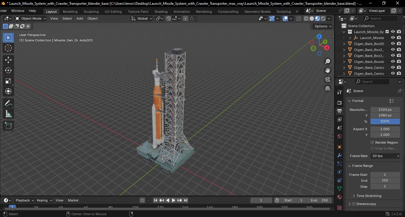 3D Launch Missile System with Crawler Transporter