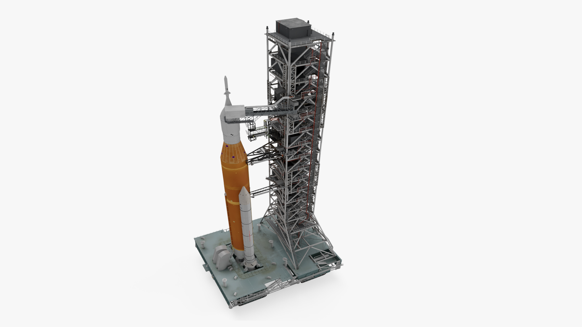 3D Launch Missile System with Crawler Transporter