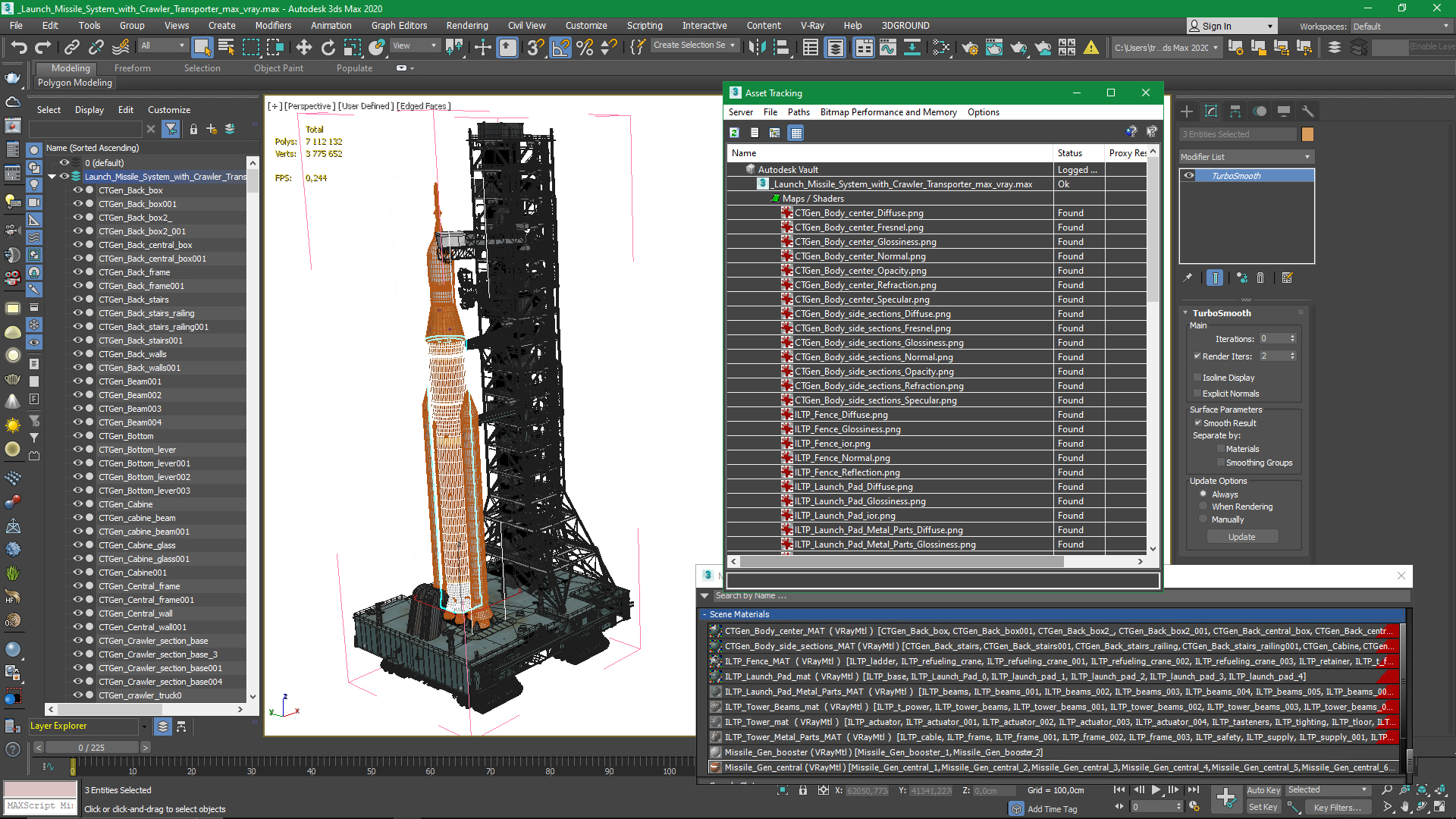3D Launch Missile System with Crawler Transporter