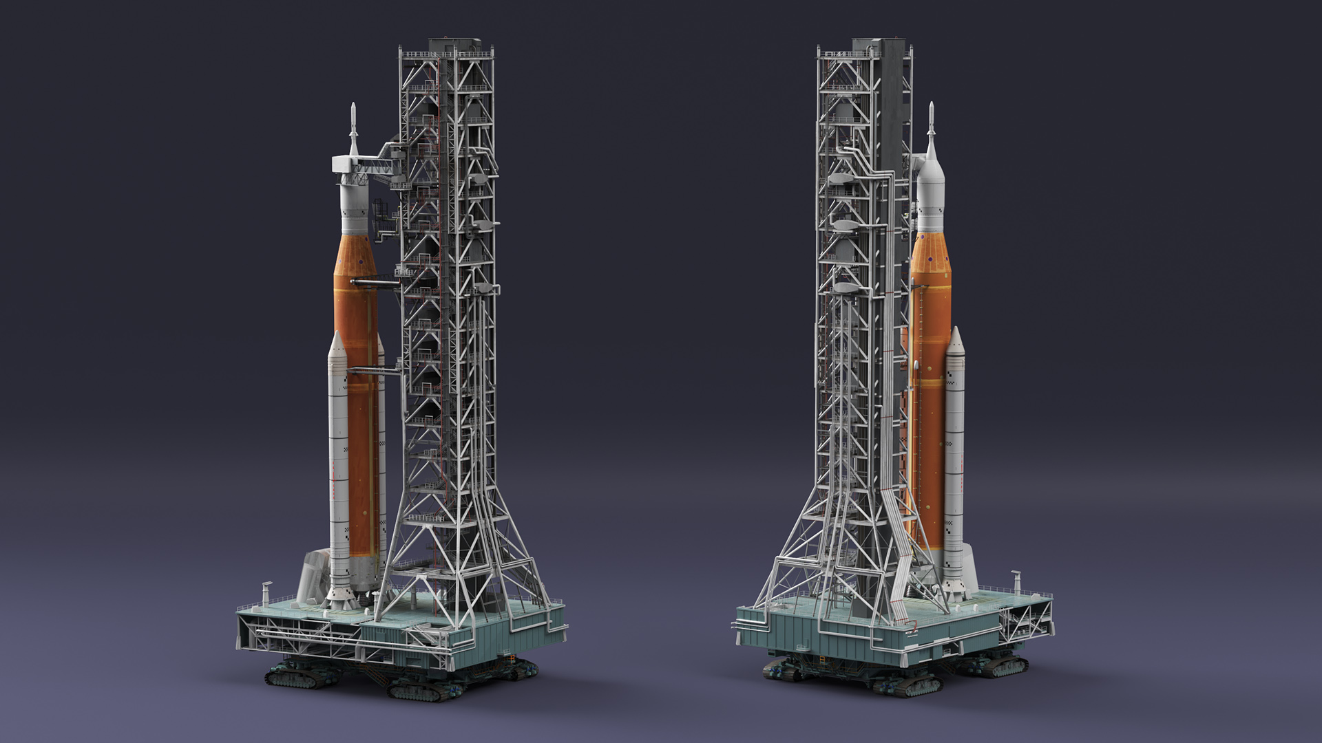 3D Launch Missile System with Crawler Transporter