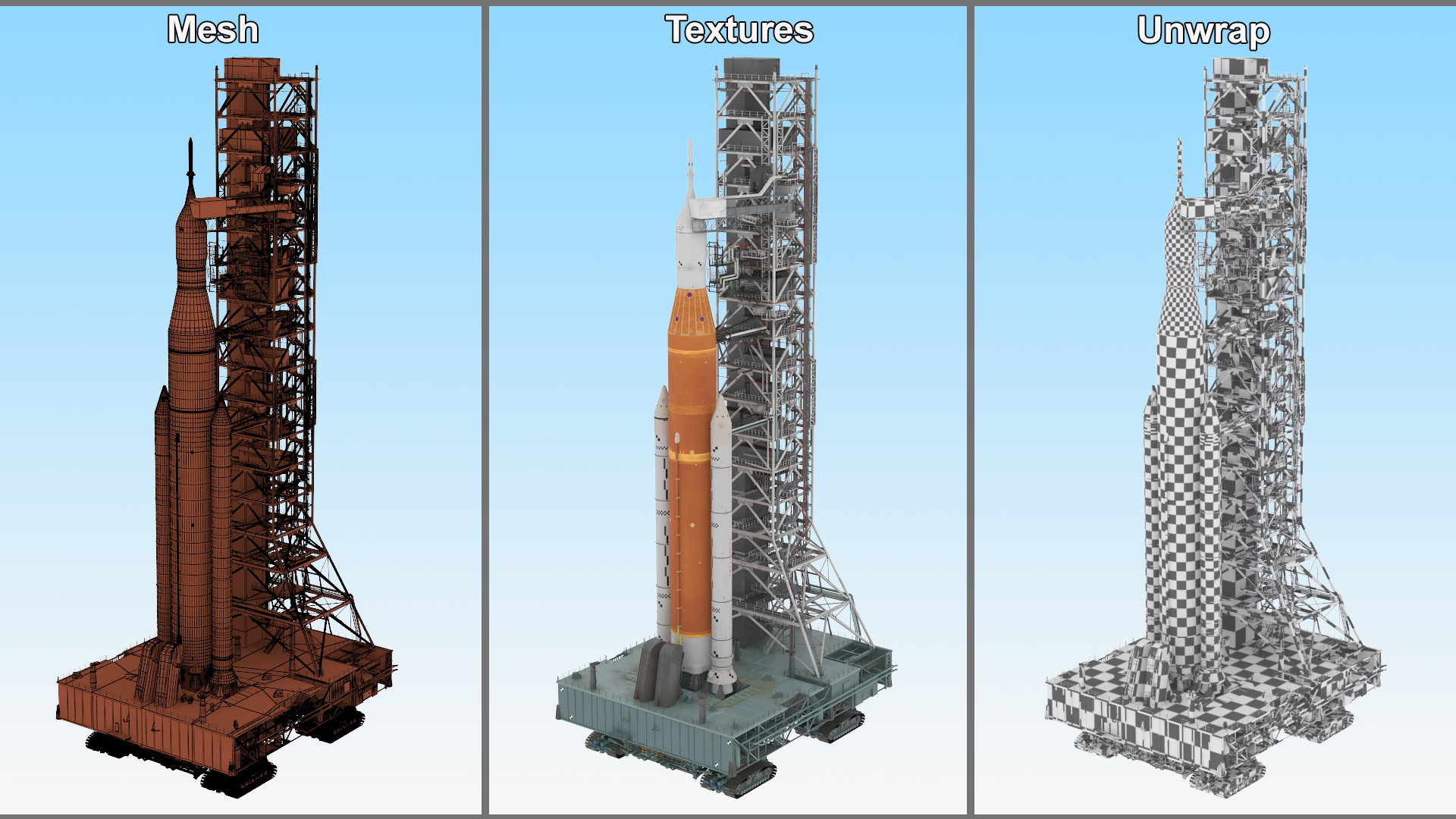 3D Launch Missile System with Crawler Transporter