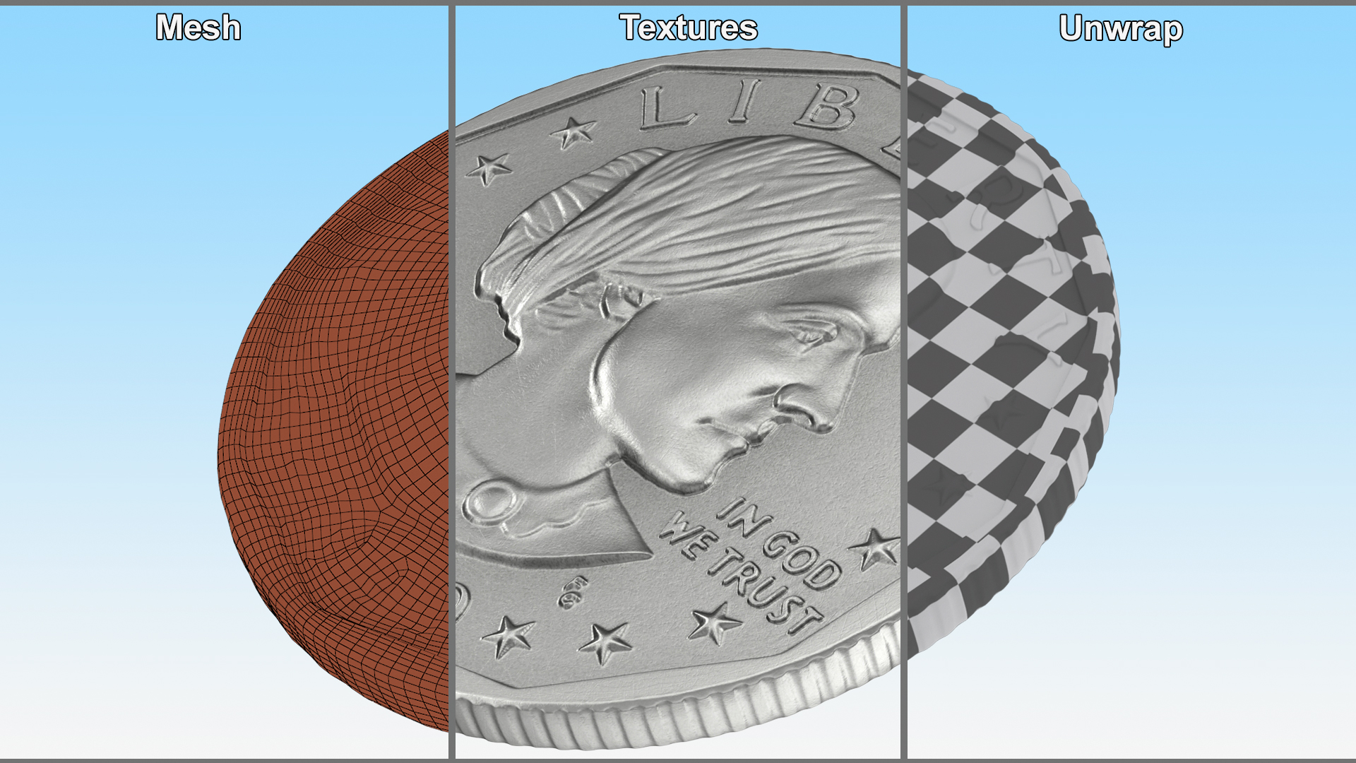 3D US Silver Dollar Coin