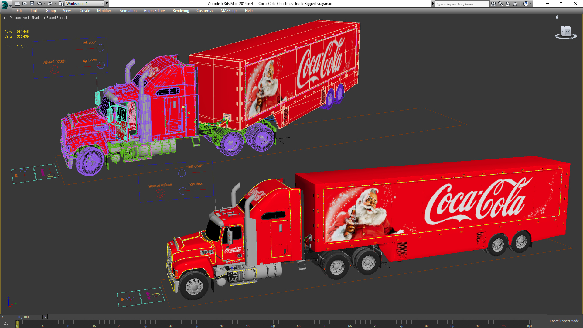 Coca Cola Christmas Truck Rigged 3D