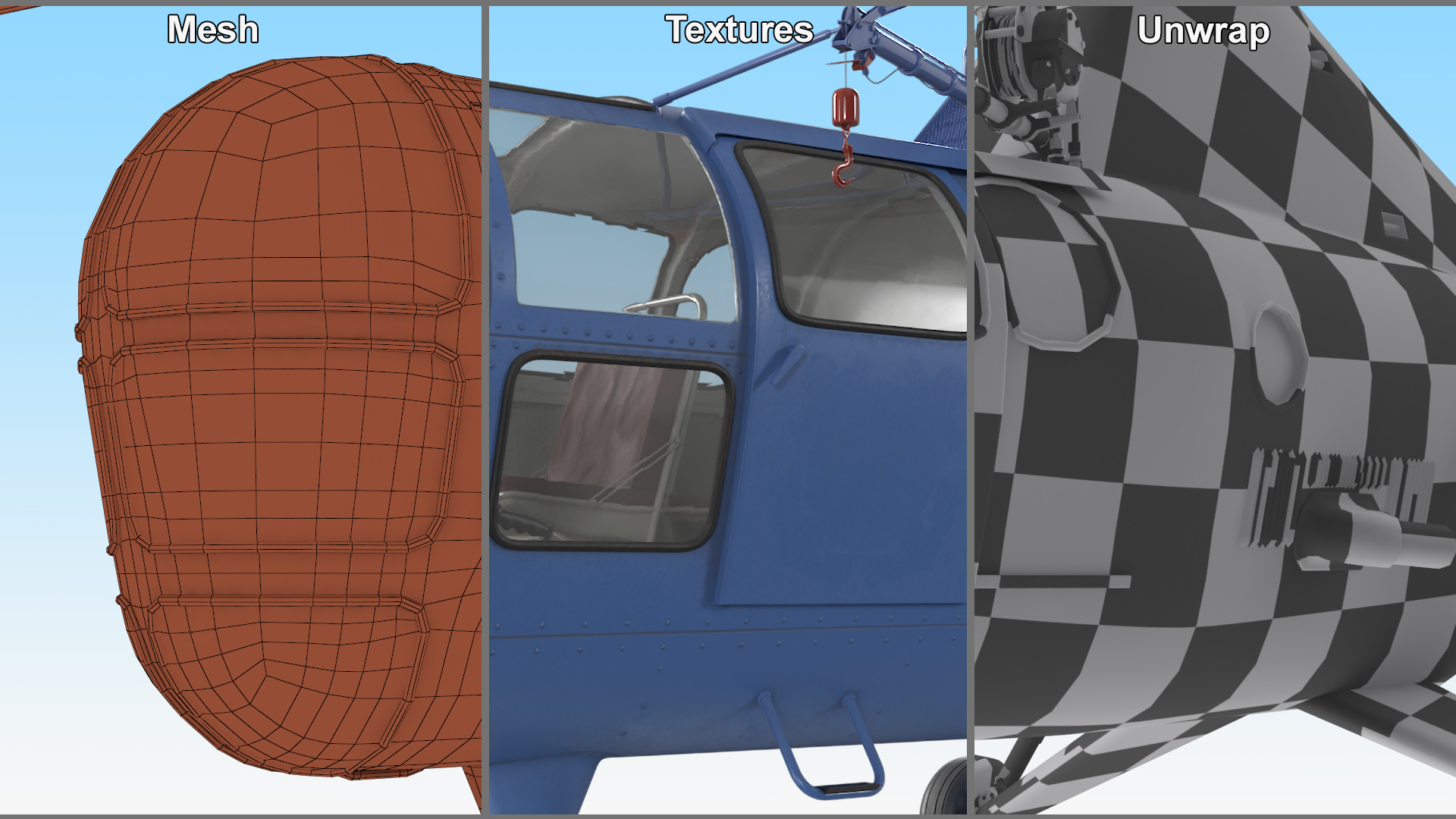 Civilian Multirole Helicopter Blue 3D model