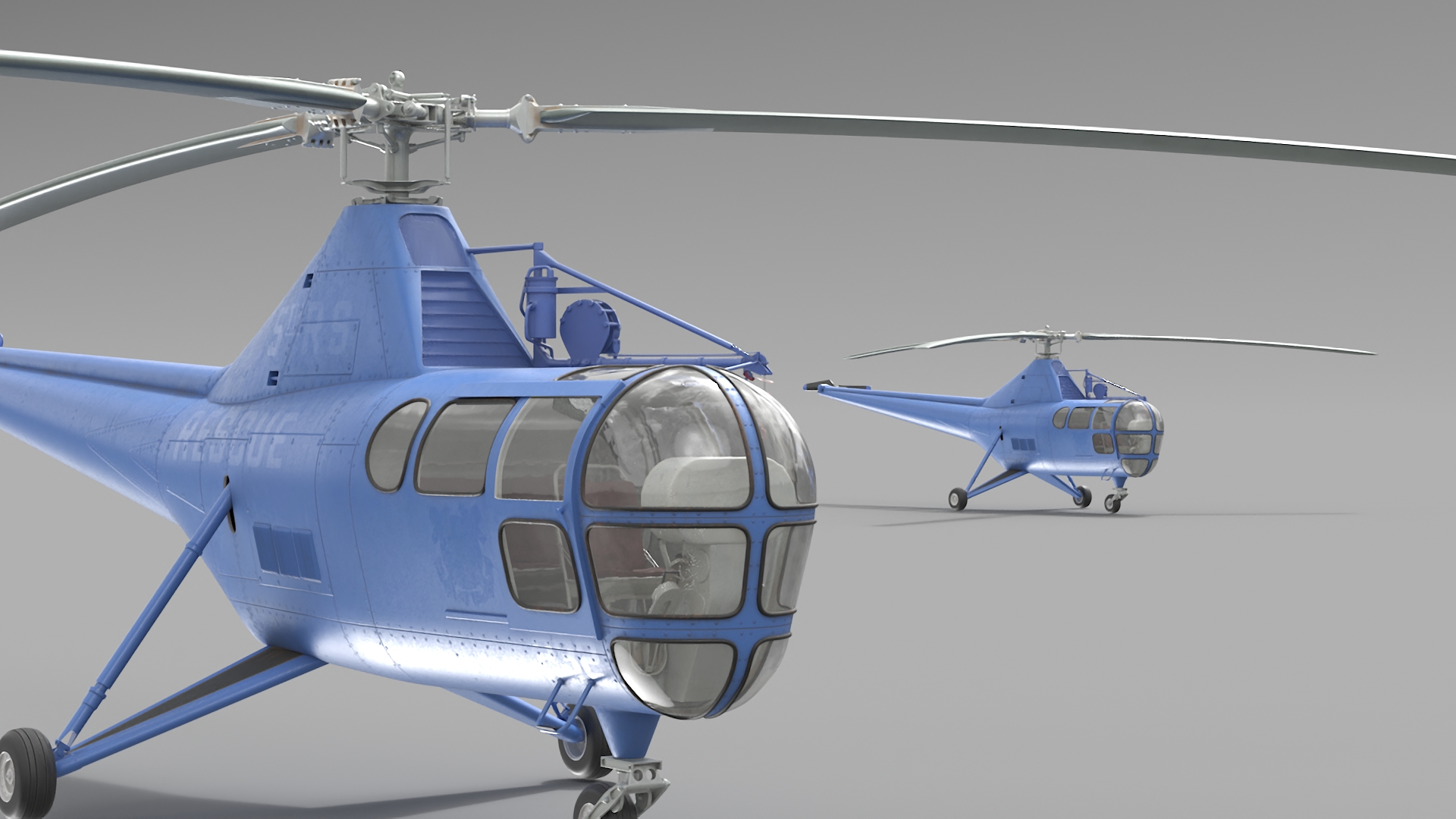 Civilian Multirole Helicopter Blue 3D model