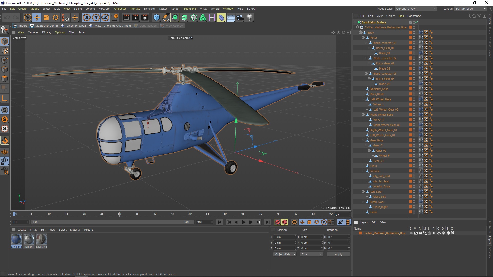 Civilian Multirole Helicopter Blue 3D model