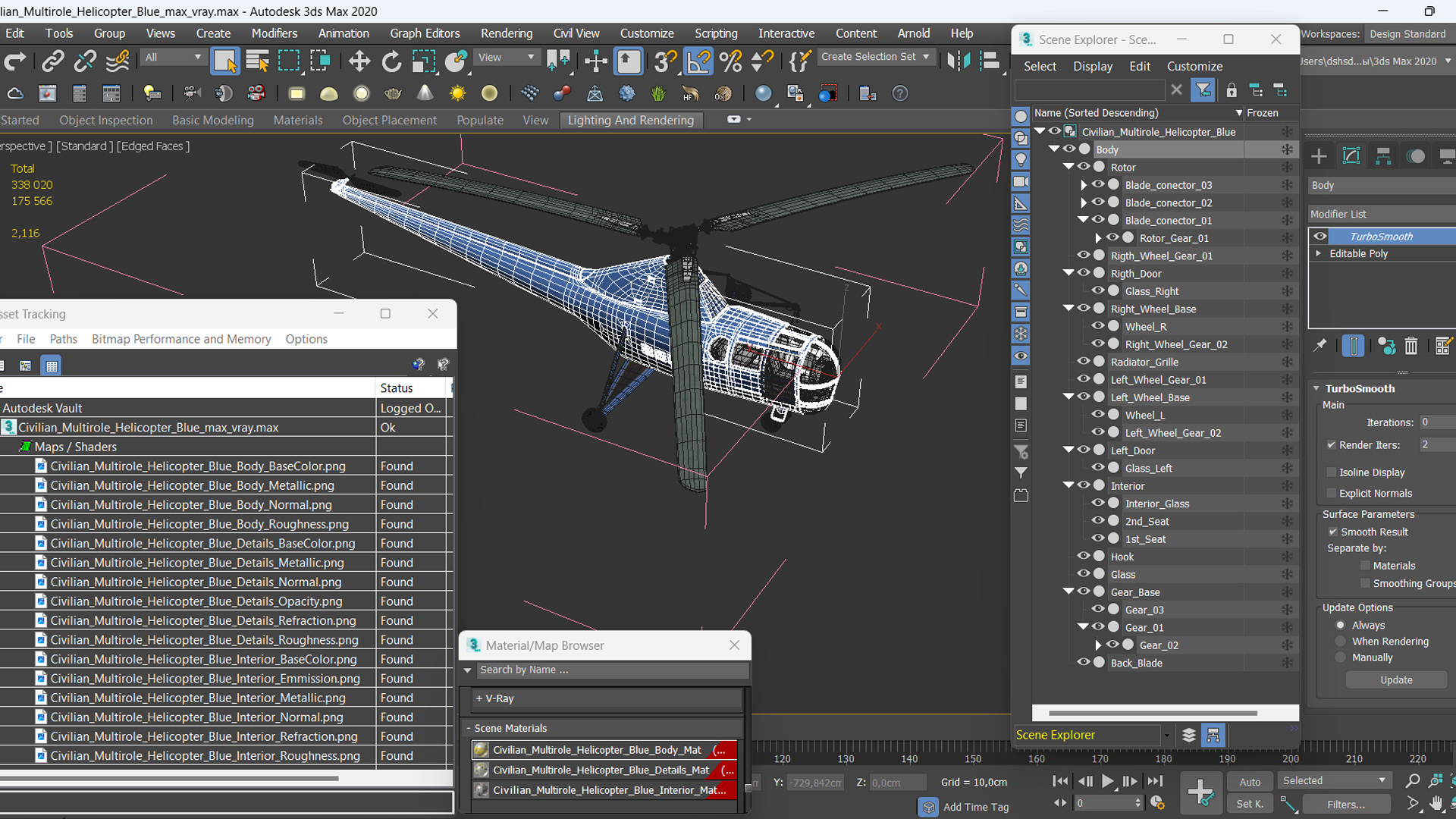 Civilian Multirole Helicopter Blue 3D model