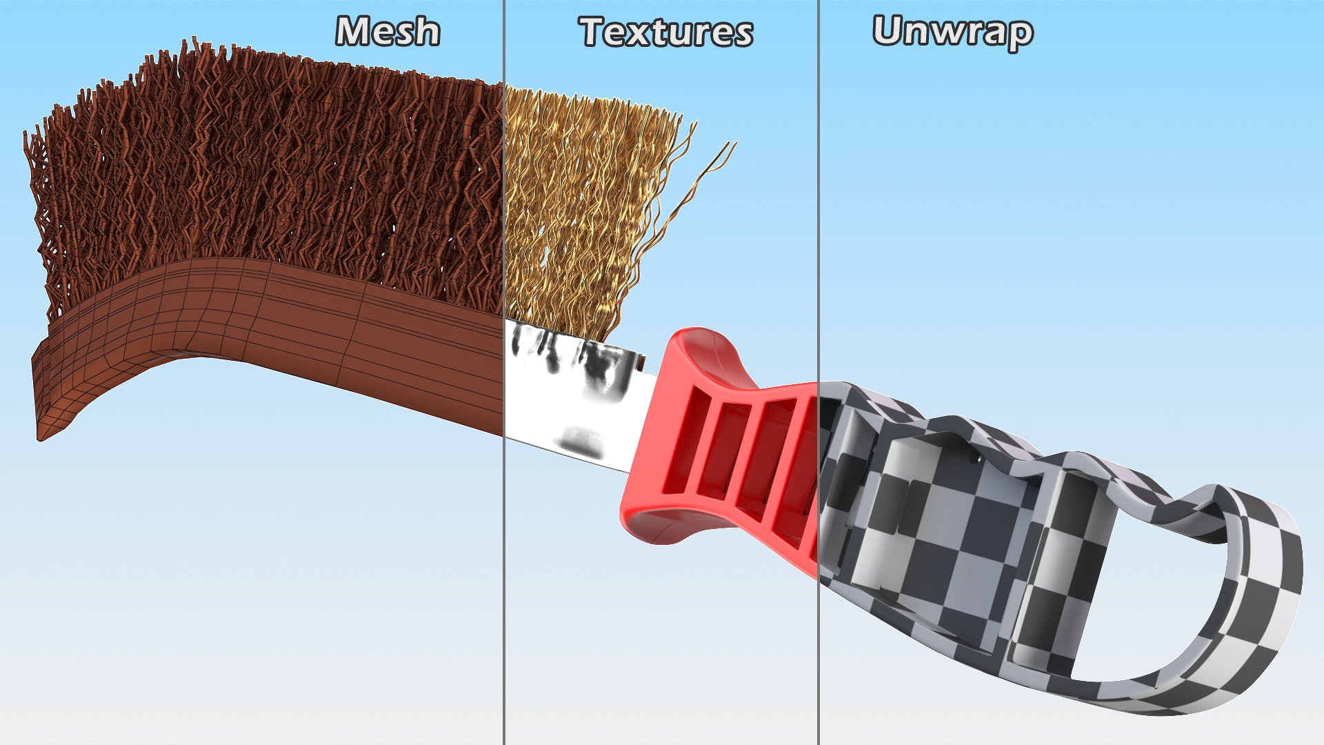 3D Brass Wire Brush with Plastic Handle