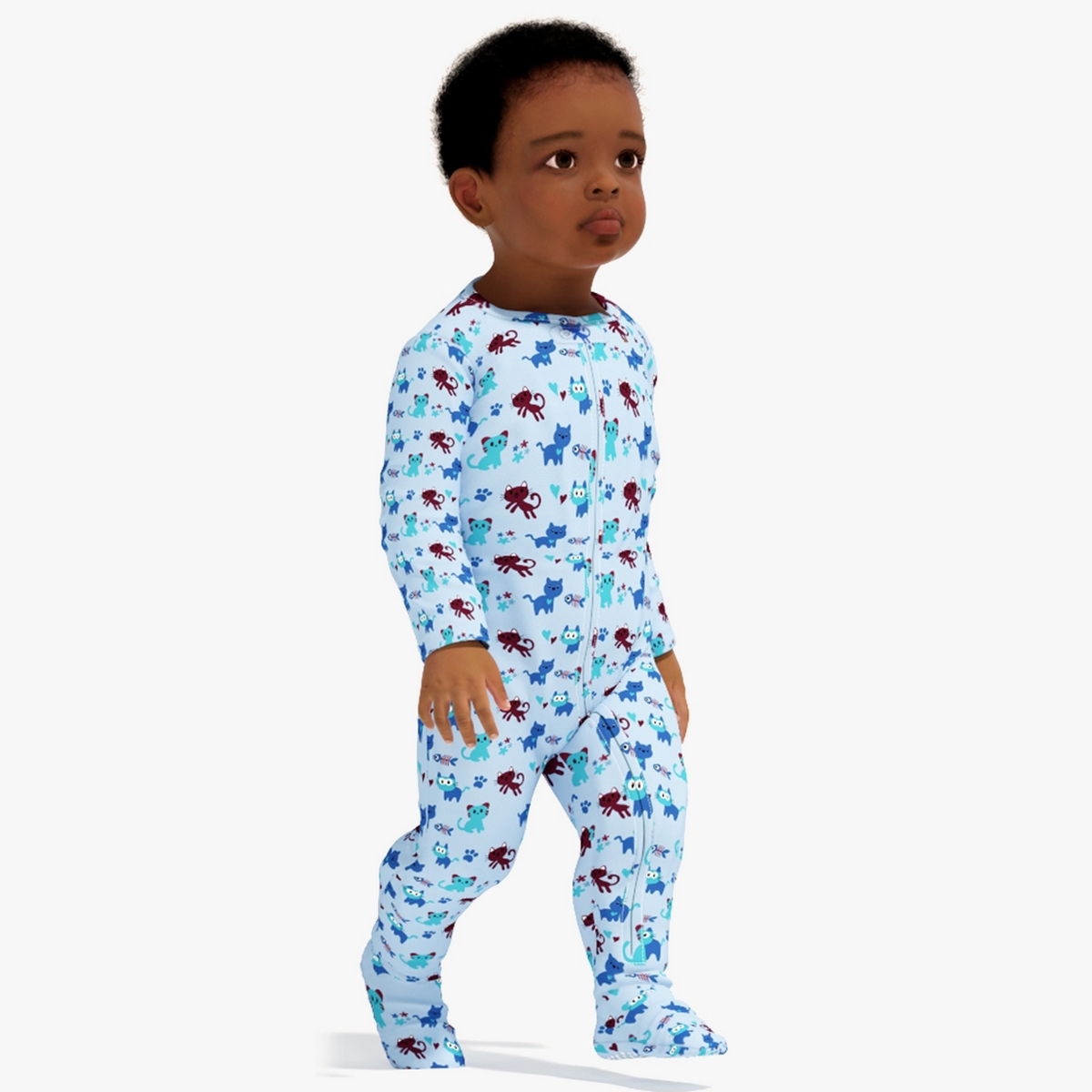 Little African Boy Light Skin in Full Bodysuit Rigged for Cinema 4D 3D