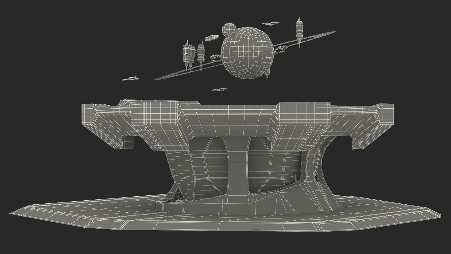3D Black Sci-fi Command Center Table model