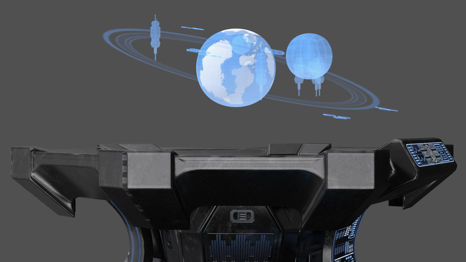 3D Black Sci-fi Command Center Table model