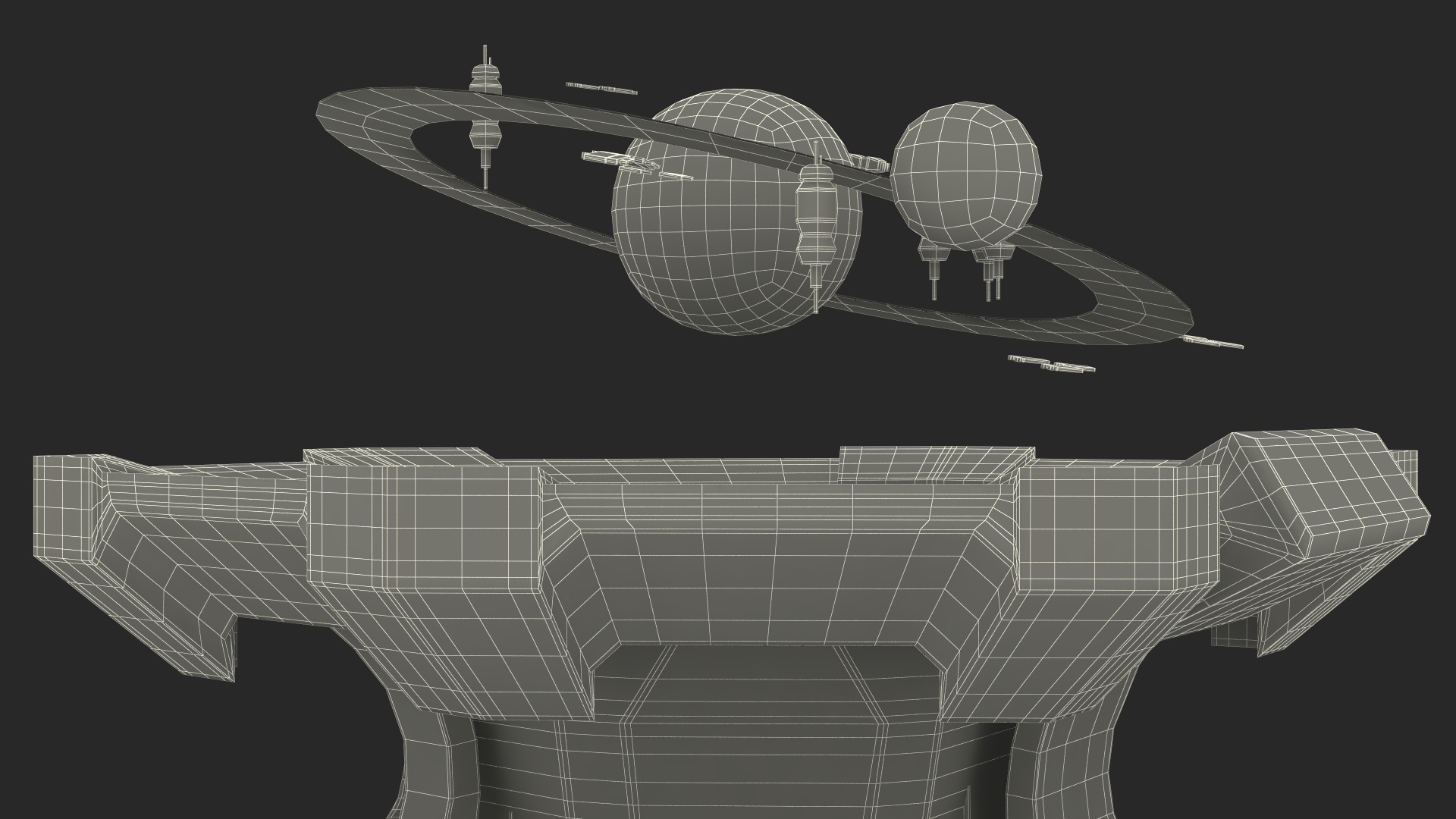 3D Black Sci-fi Command Center Table model
