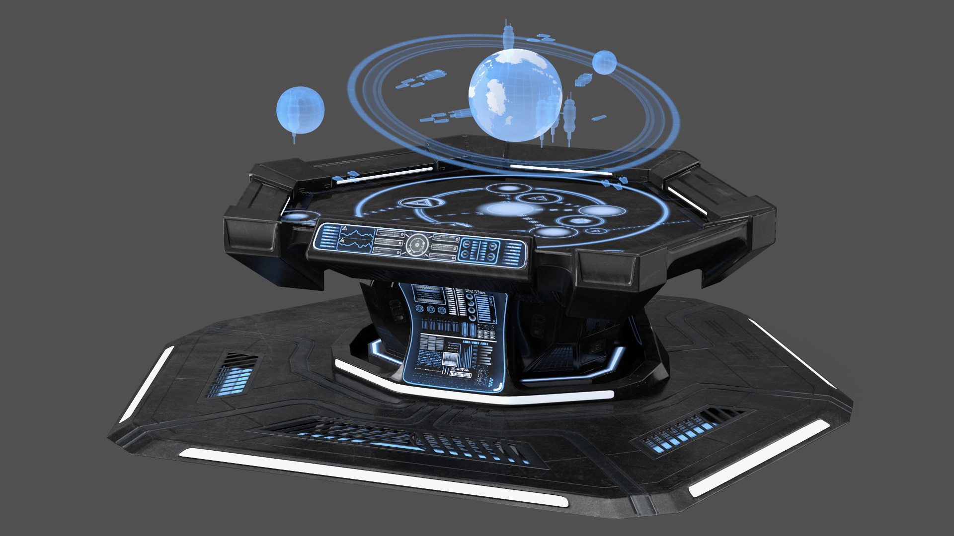 3D Black Sci-fi Command Center Table model