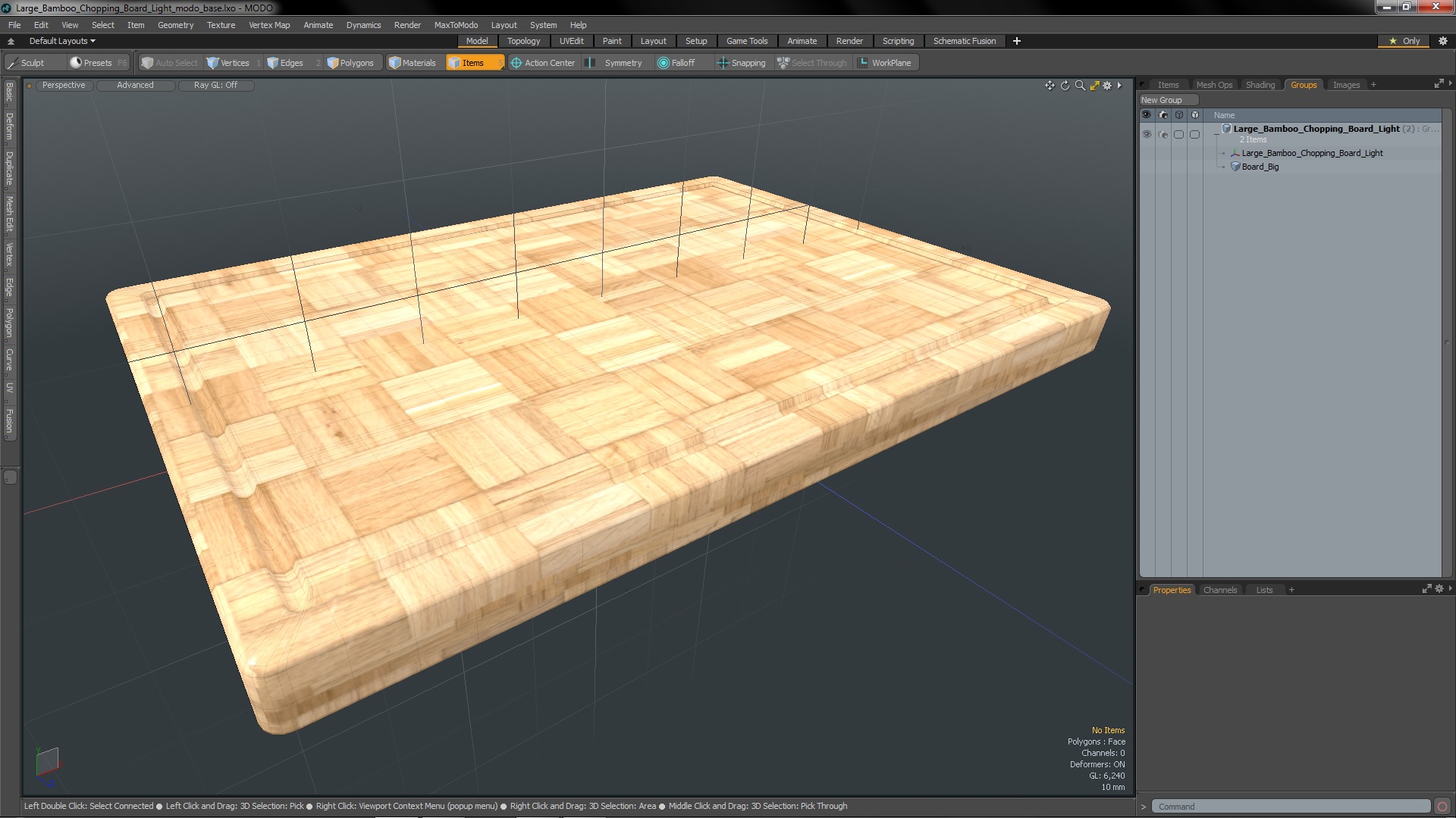 3D Large Bamboo Chopping Board Light model