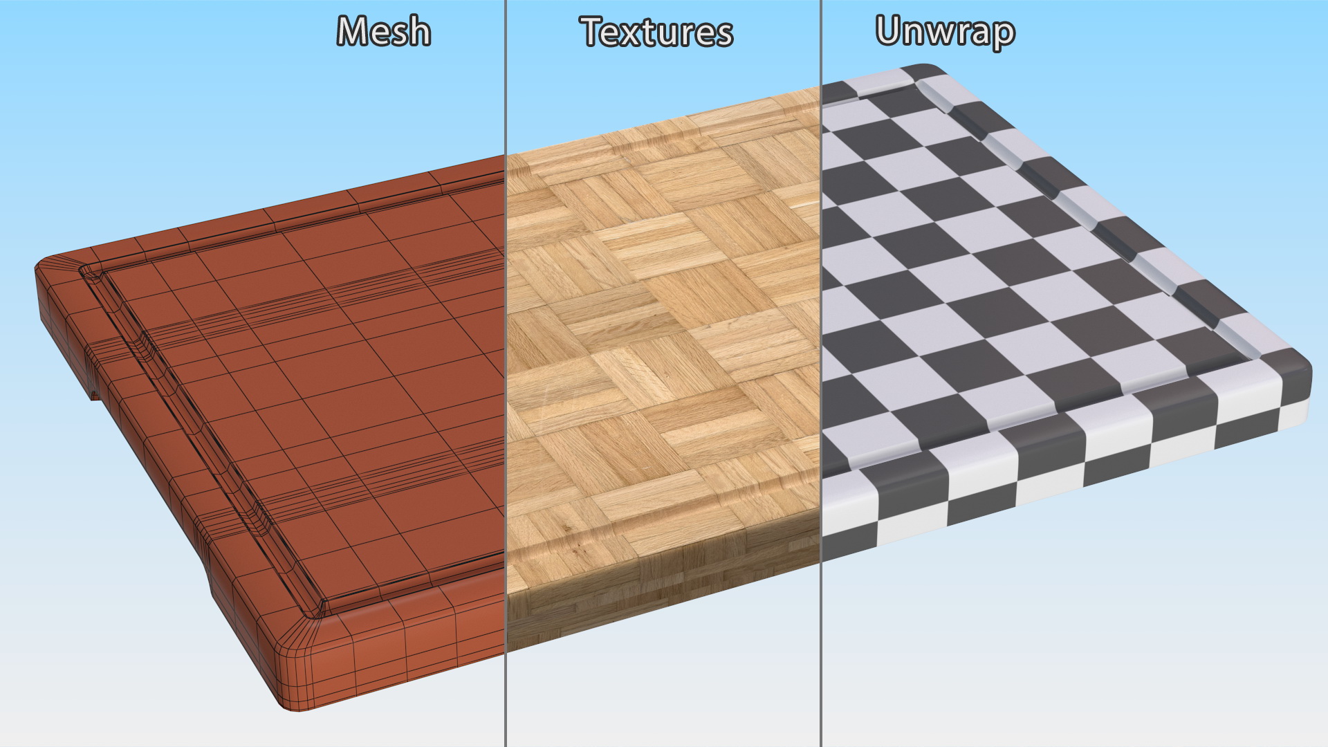 3D Large Bamboo Chopping Board Light model