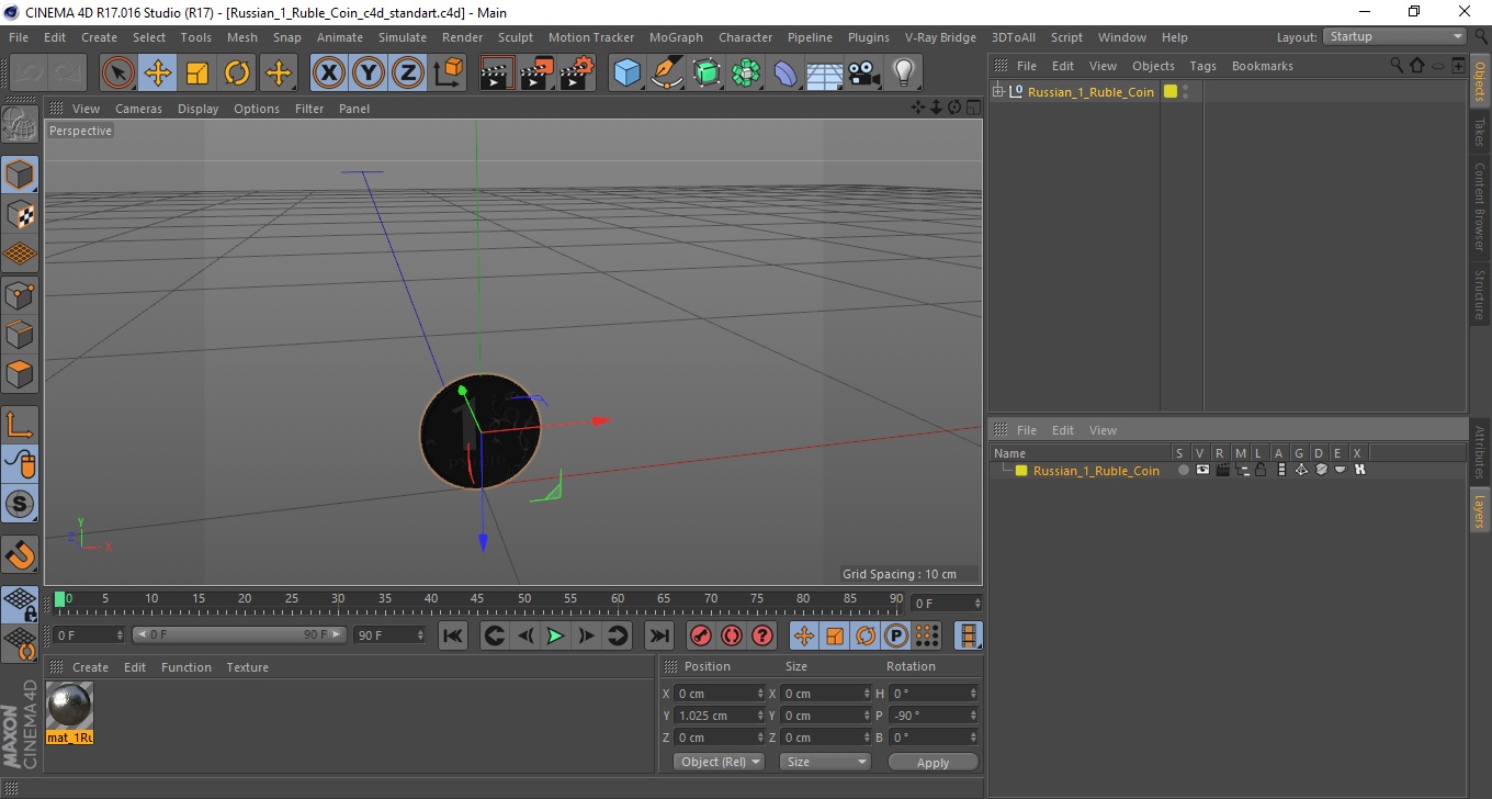 3D model Russian 1 Ruble Coin